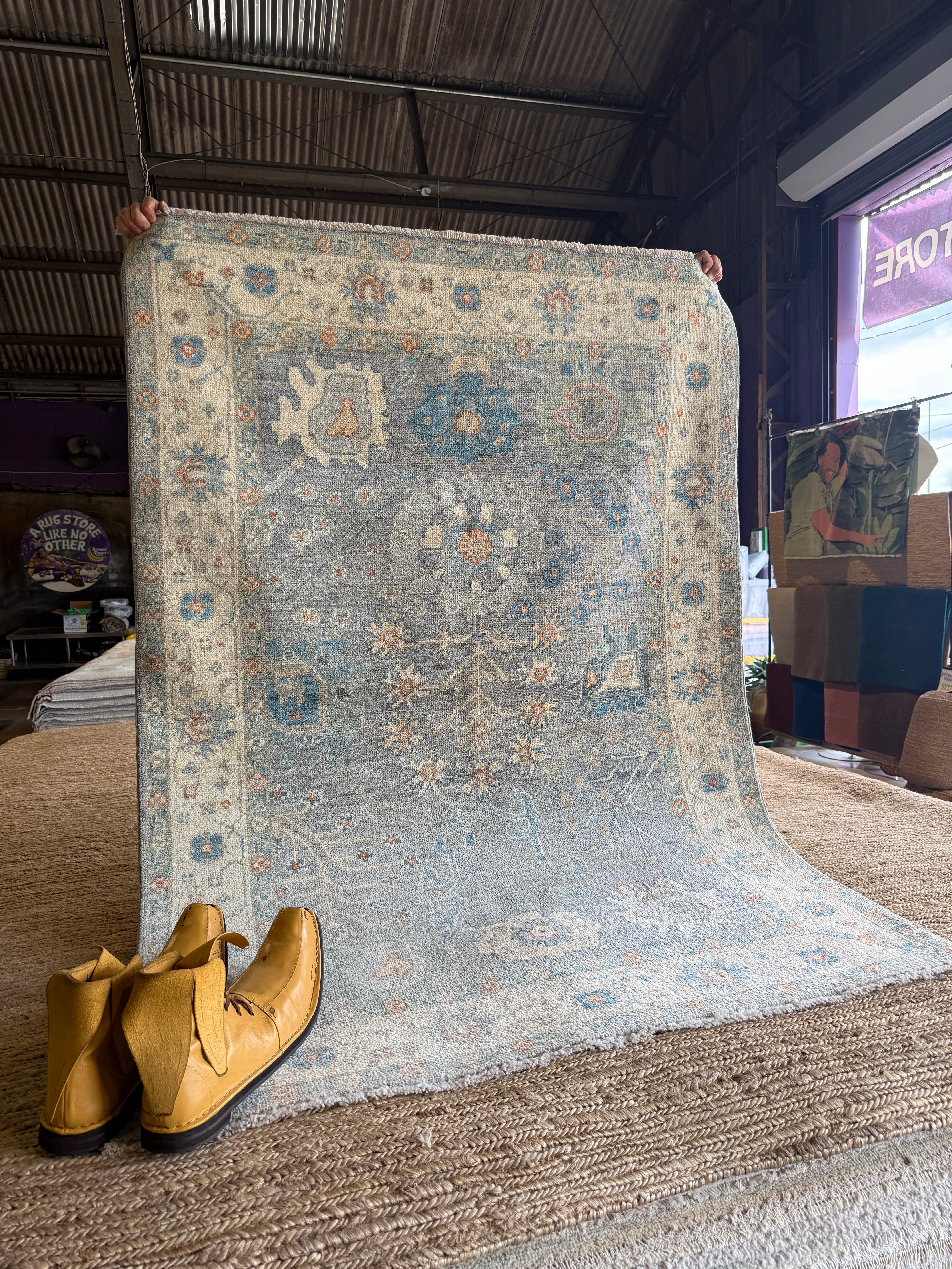Nurse Jenny 4.1x5.11 Blue Afghani Whitewashed Oushak