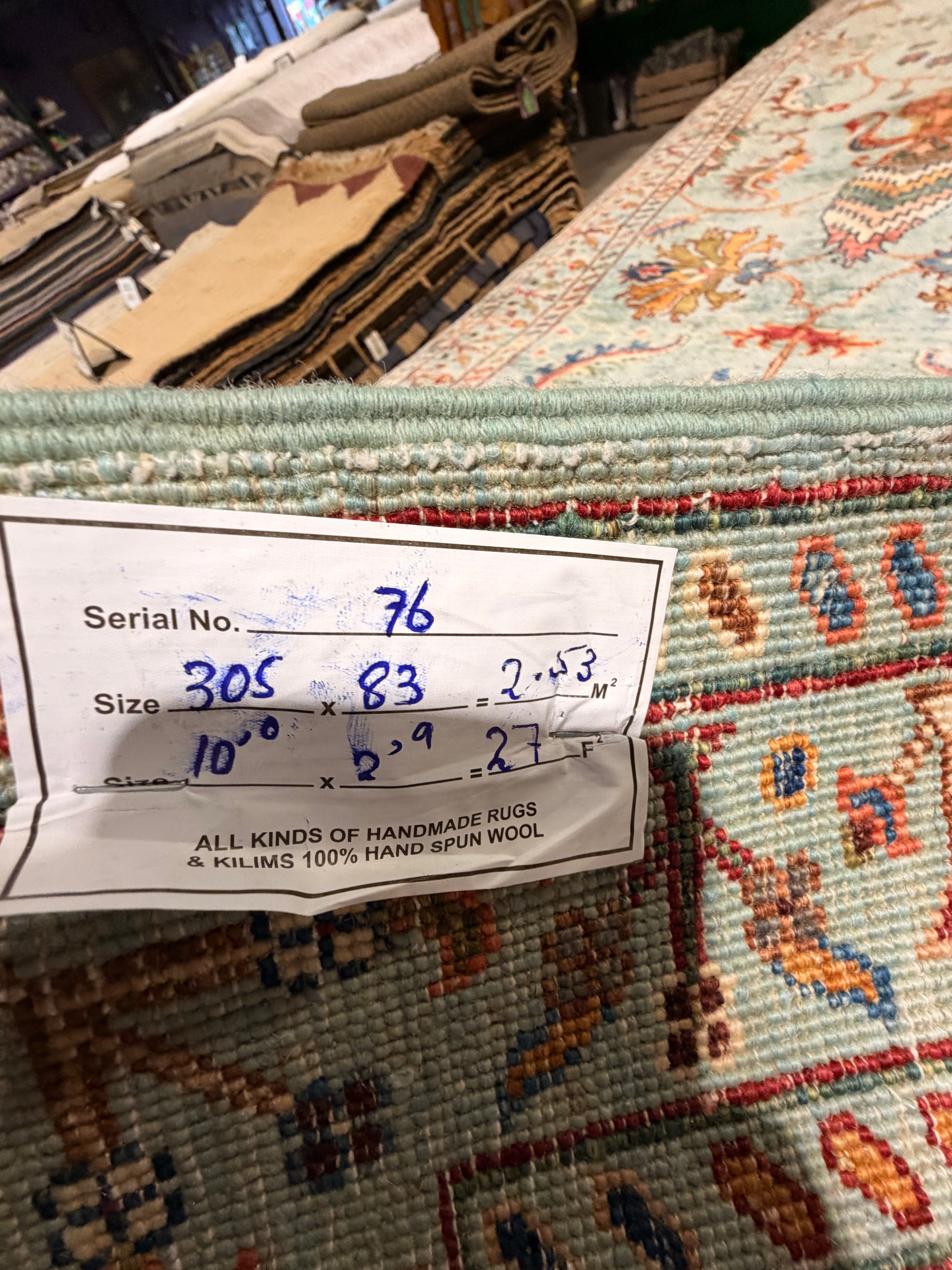 Angela 2.9x10 Blue Afghani Sultani Runner