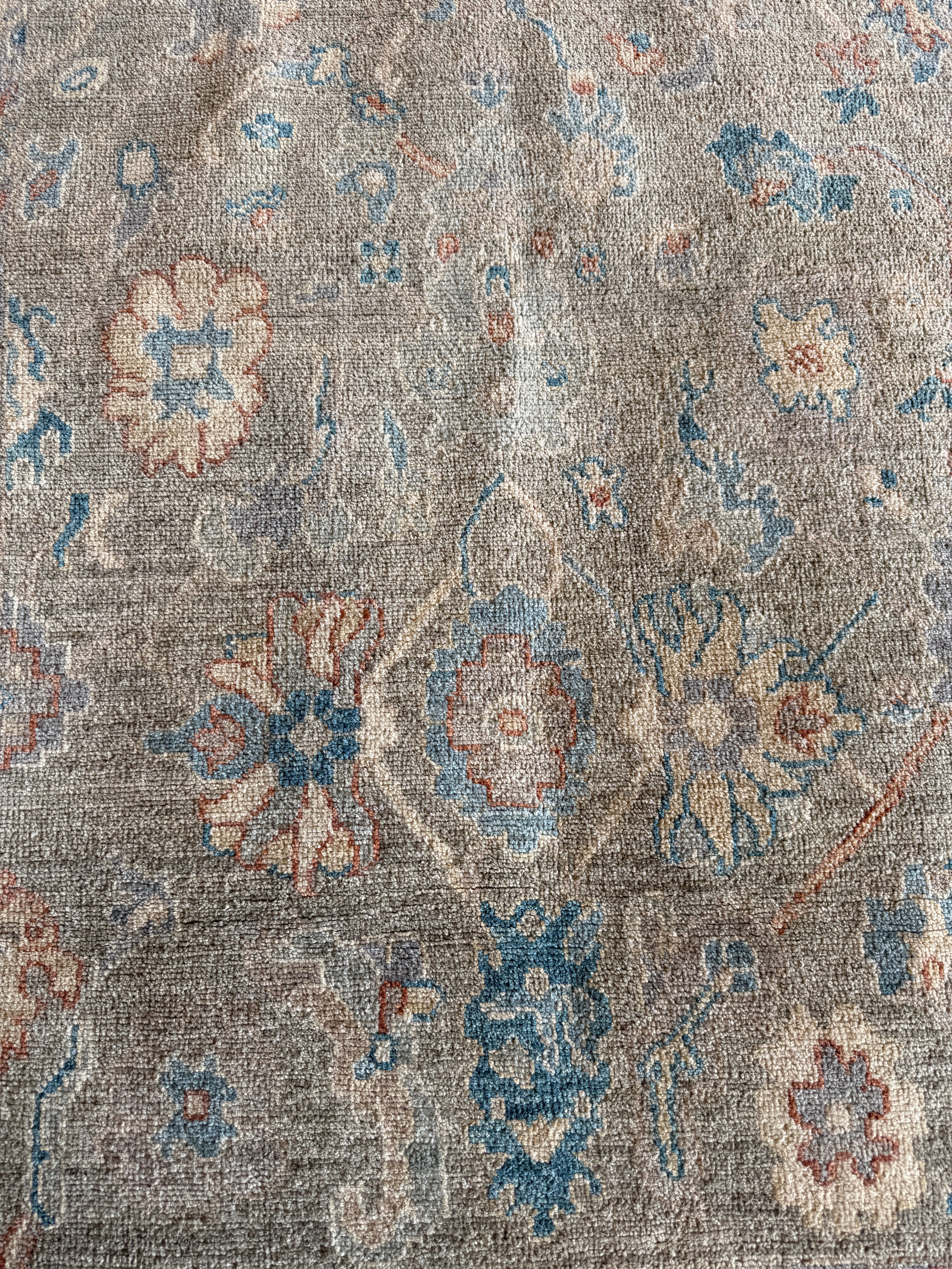 Hazel Graye 4x5.11 Grey & Blue Afghani Whitewashed Oushak