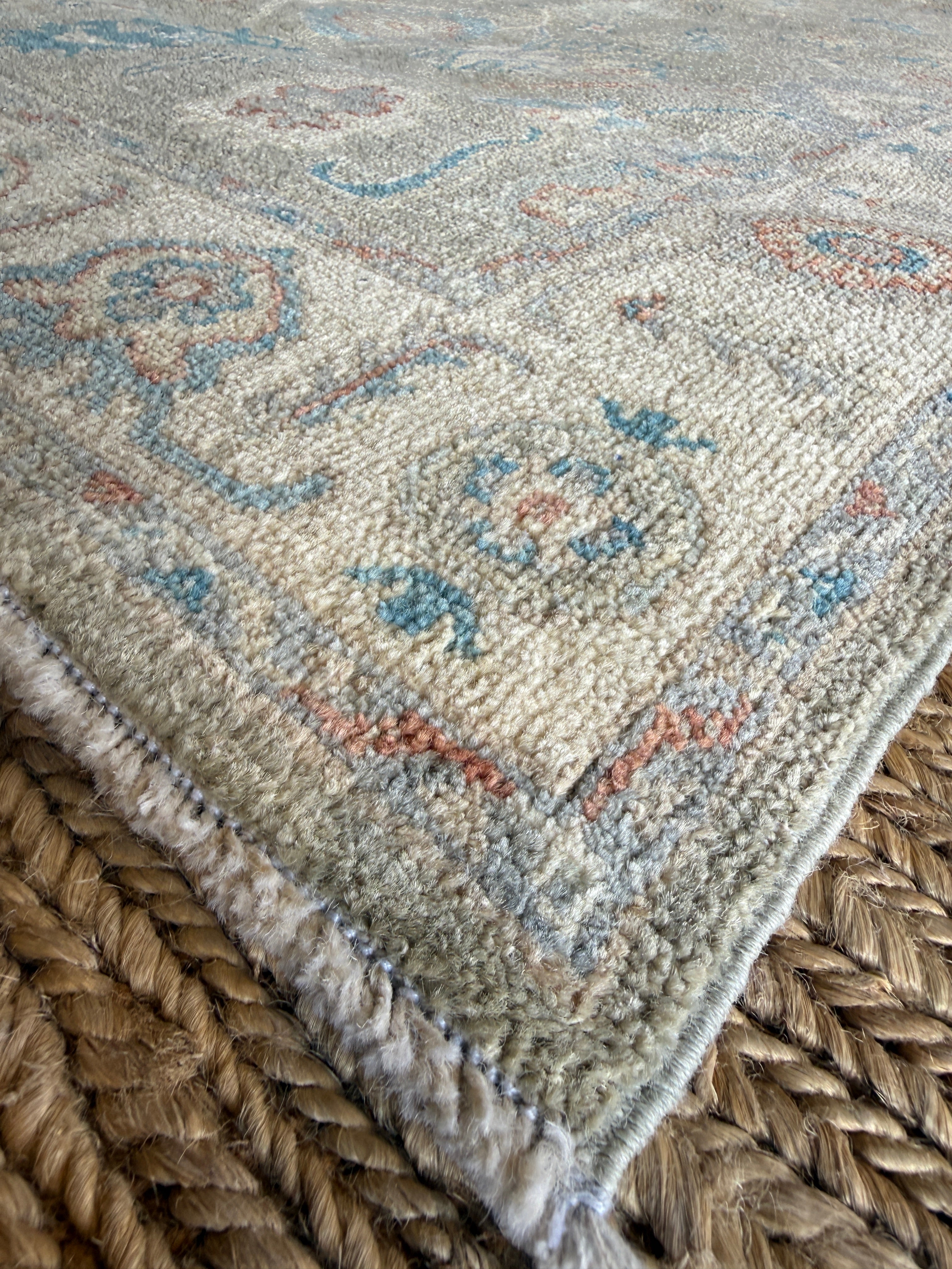Hazel Graye 4x5.11 Grey & Blue Afghani Whitewashed Oushak