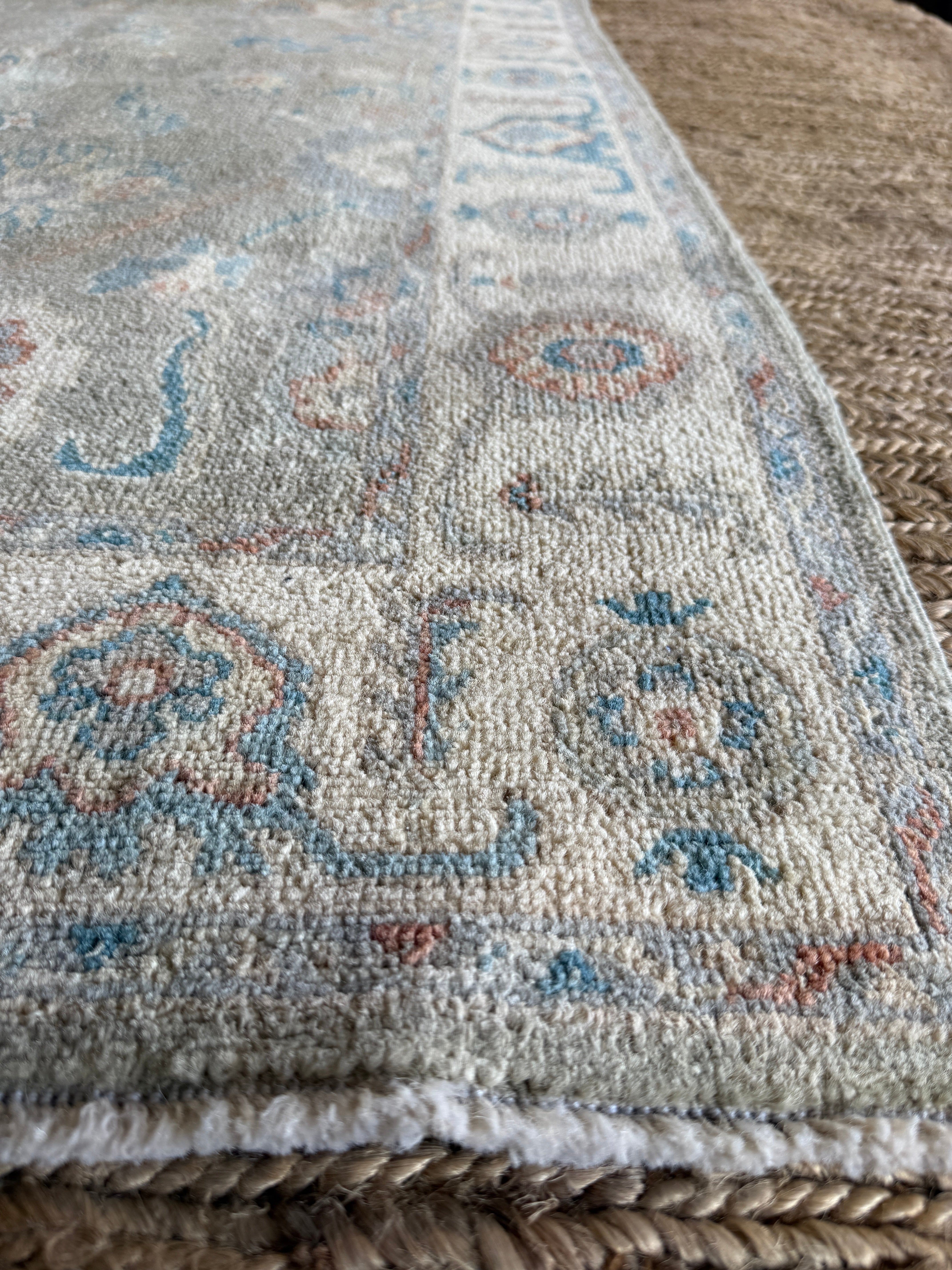Hazel Graye 4x5.11 Grey & Blue Afghani Whitewashed Oushak