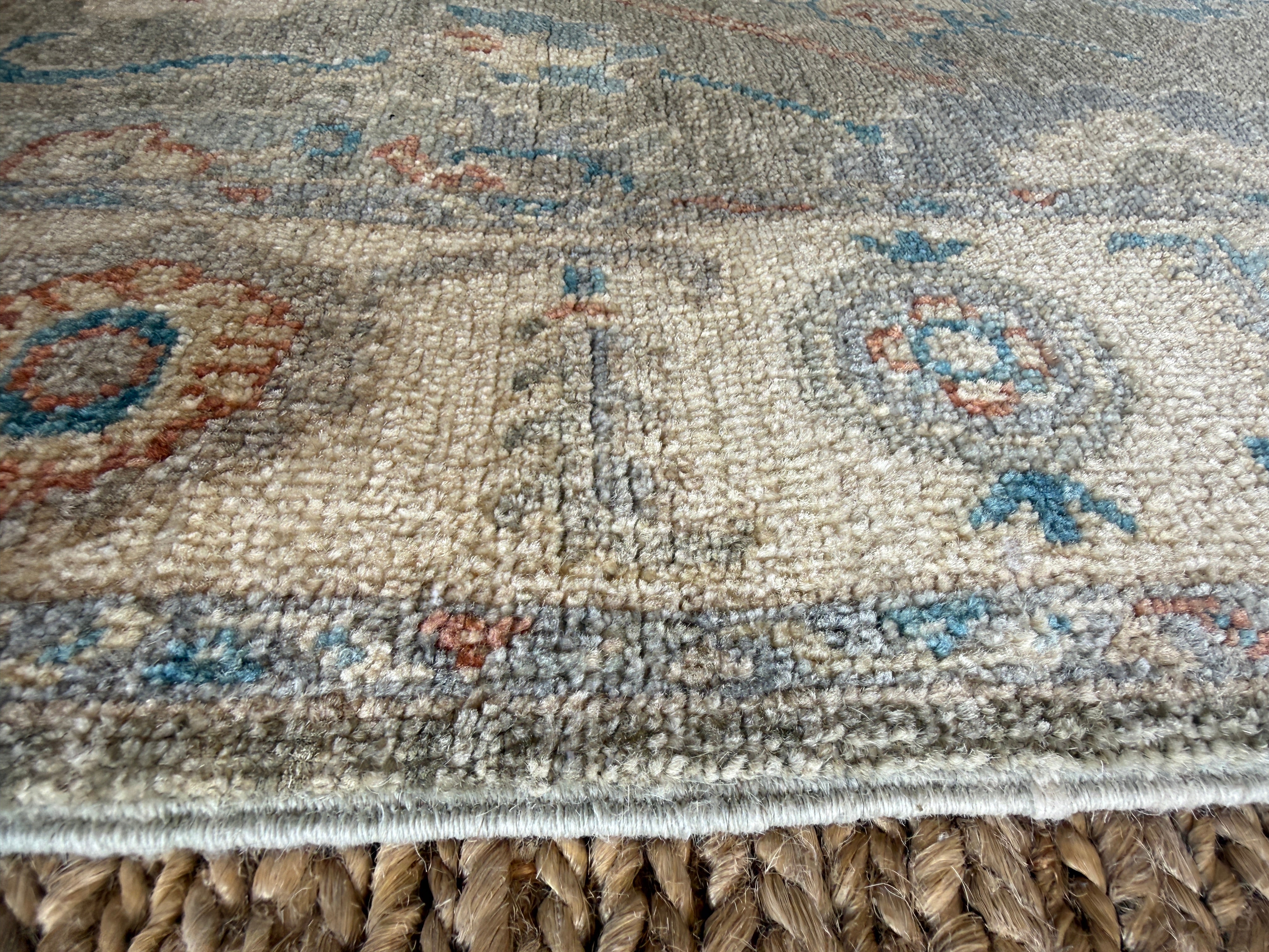 Hazel Graye 4x5.11 Grey & Blue Afghani Whitewashed Oushak