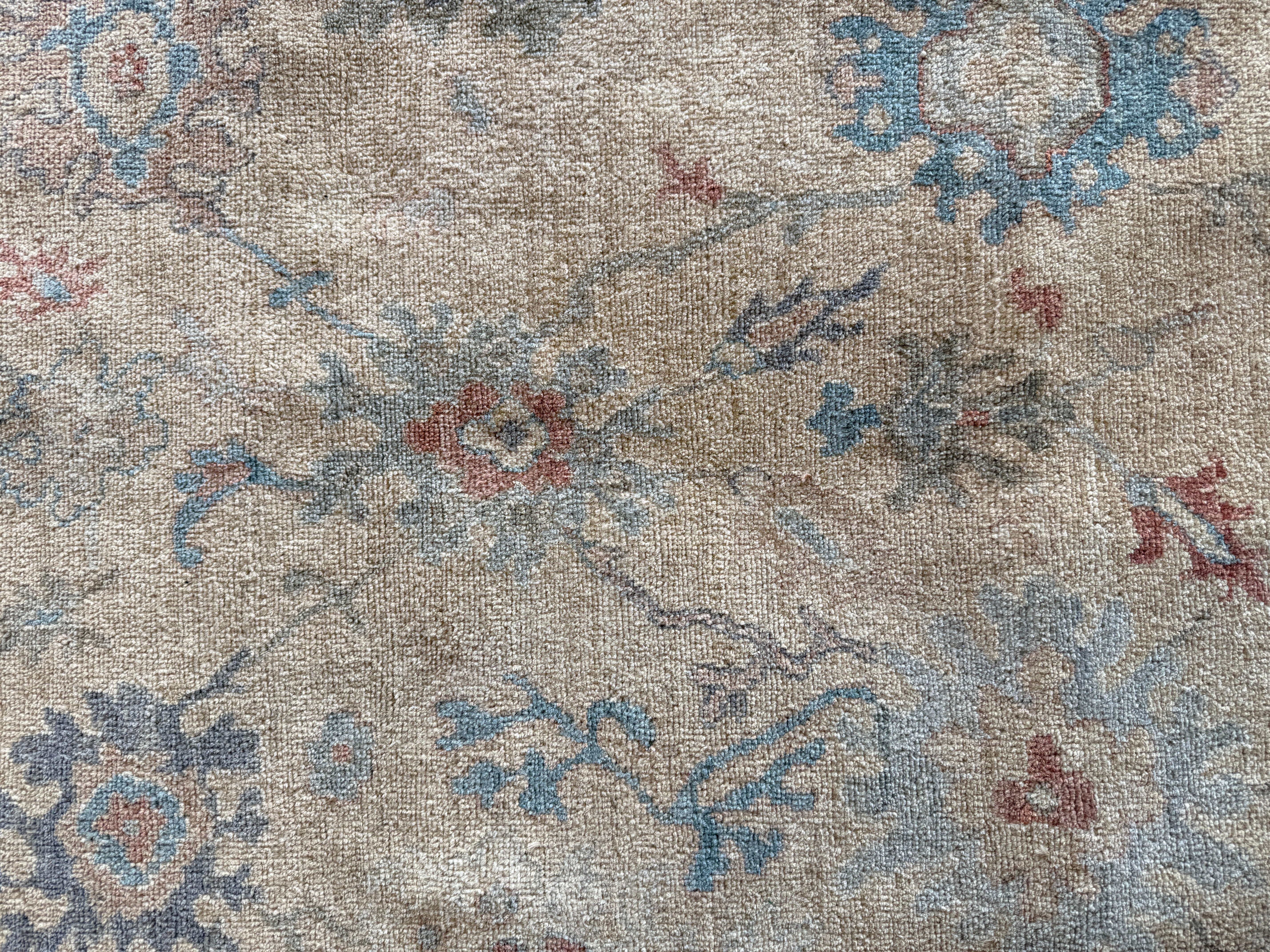 Althea Lee 3.11x5.11 Blue & Pink Afghani Whitewashed Oushak