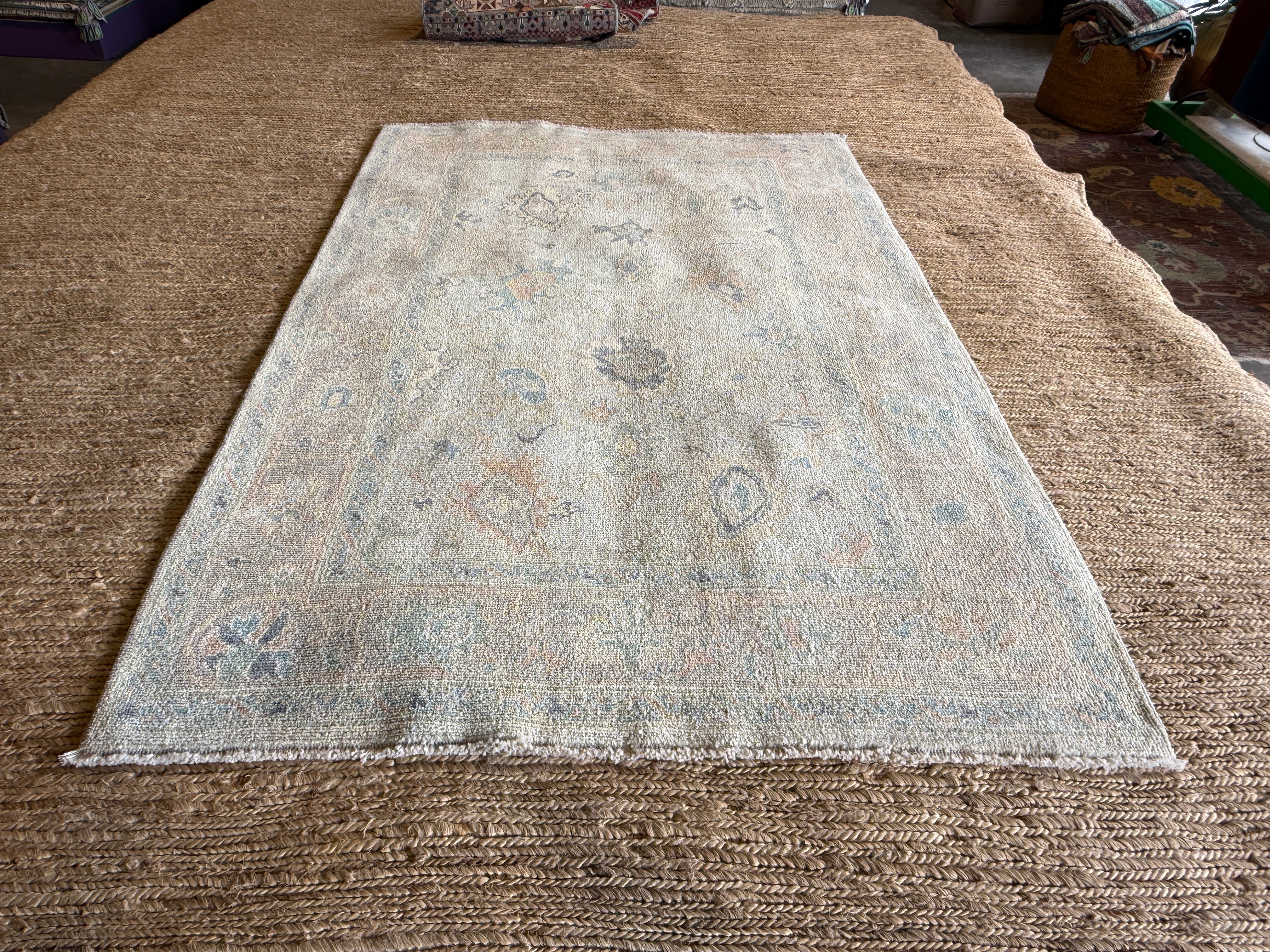 Susana Gibb 4x6 Blue Afghani Whitewashed Oushak