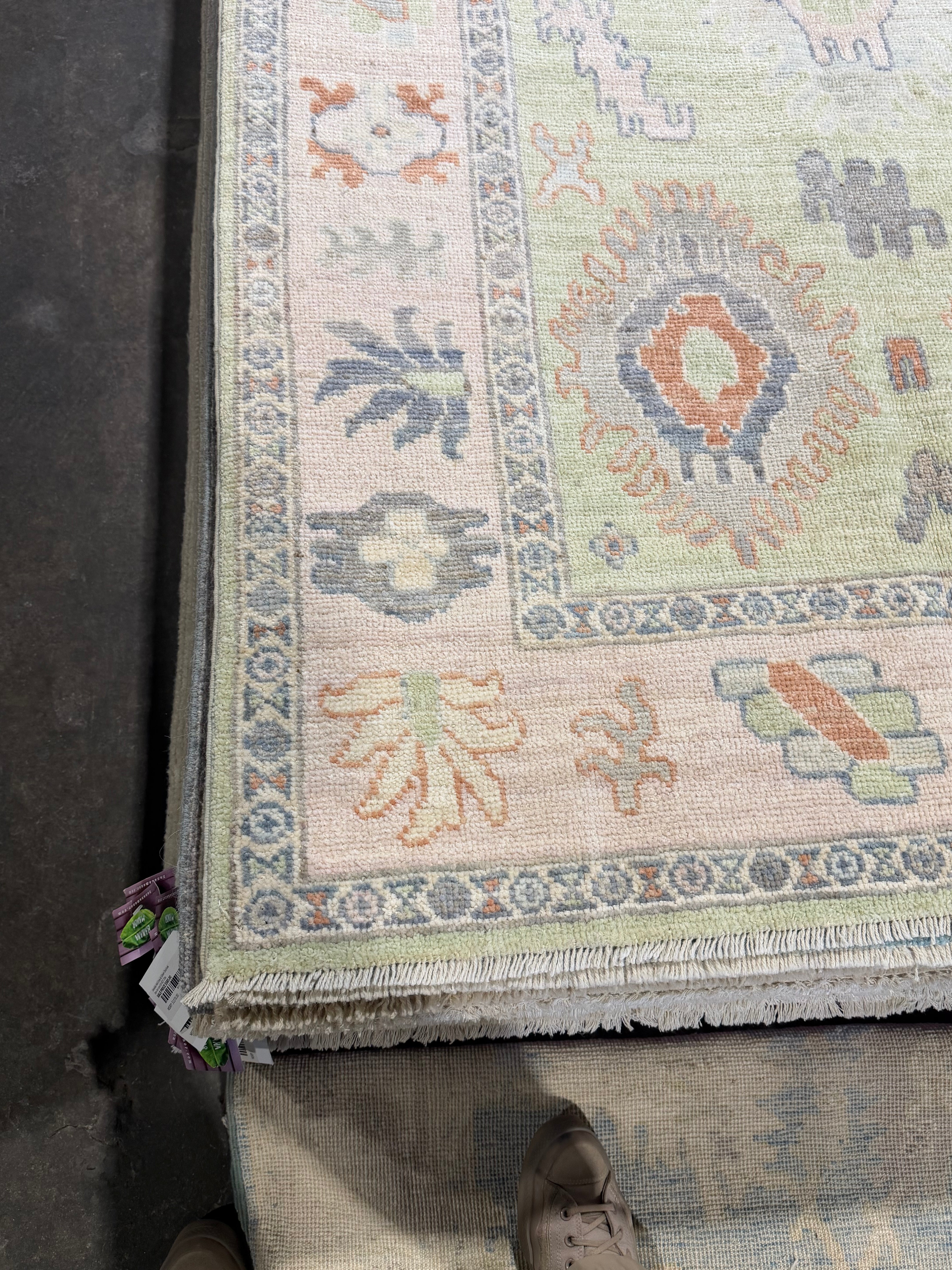 Jules 4.2x5.11 Green Afghani Whitewashed Oushak