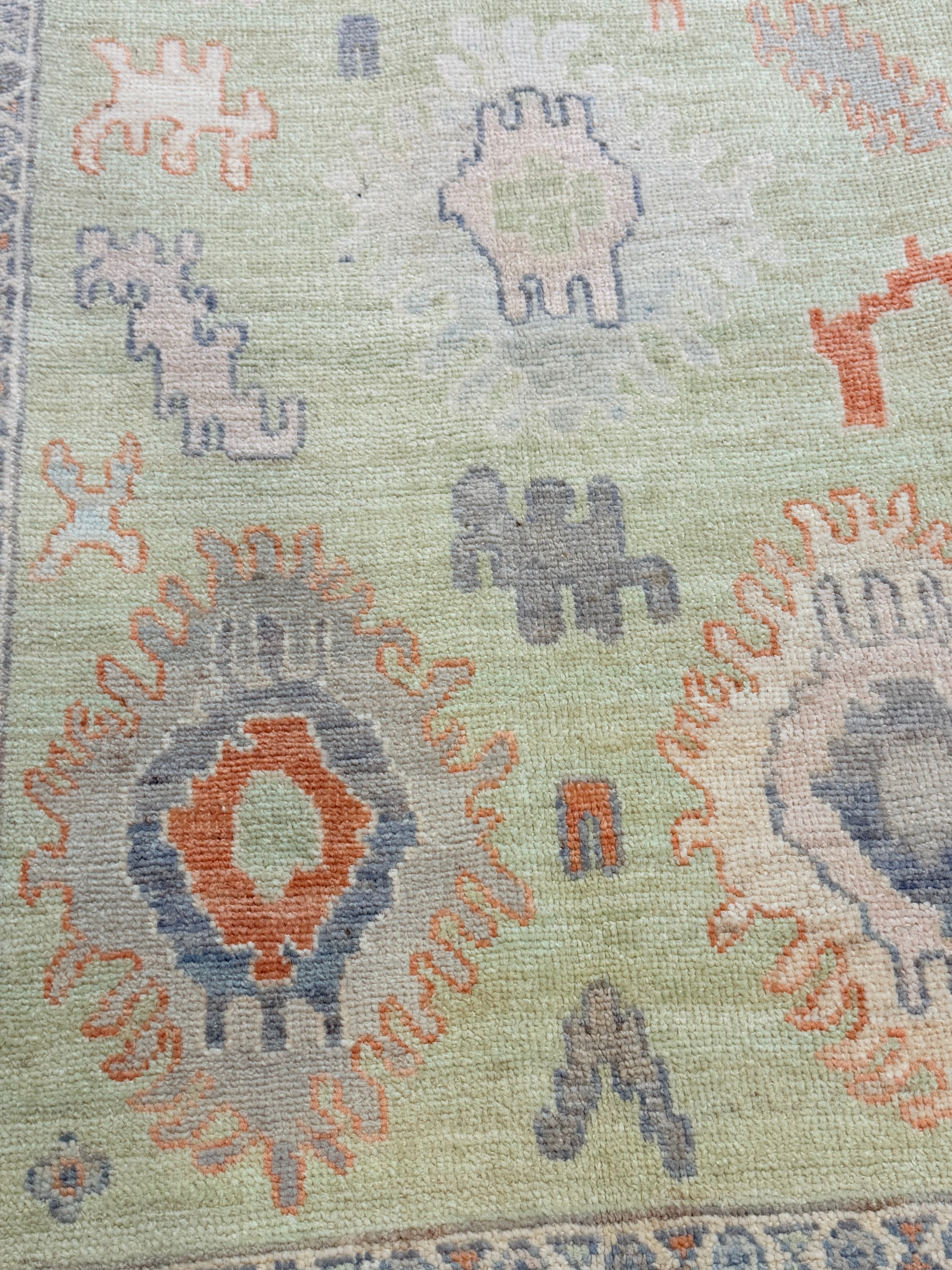 Jules 4.2x5.11 Green Afghani Whitewashed Oushak