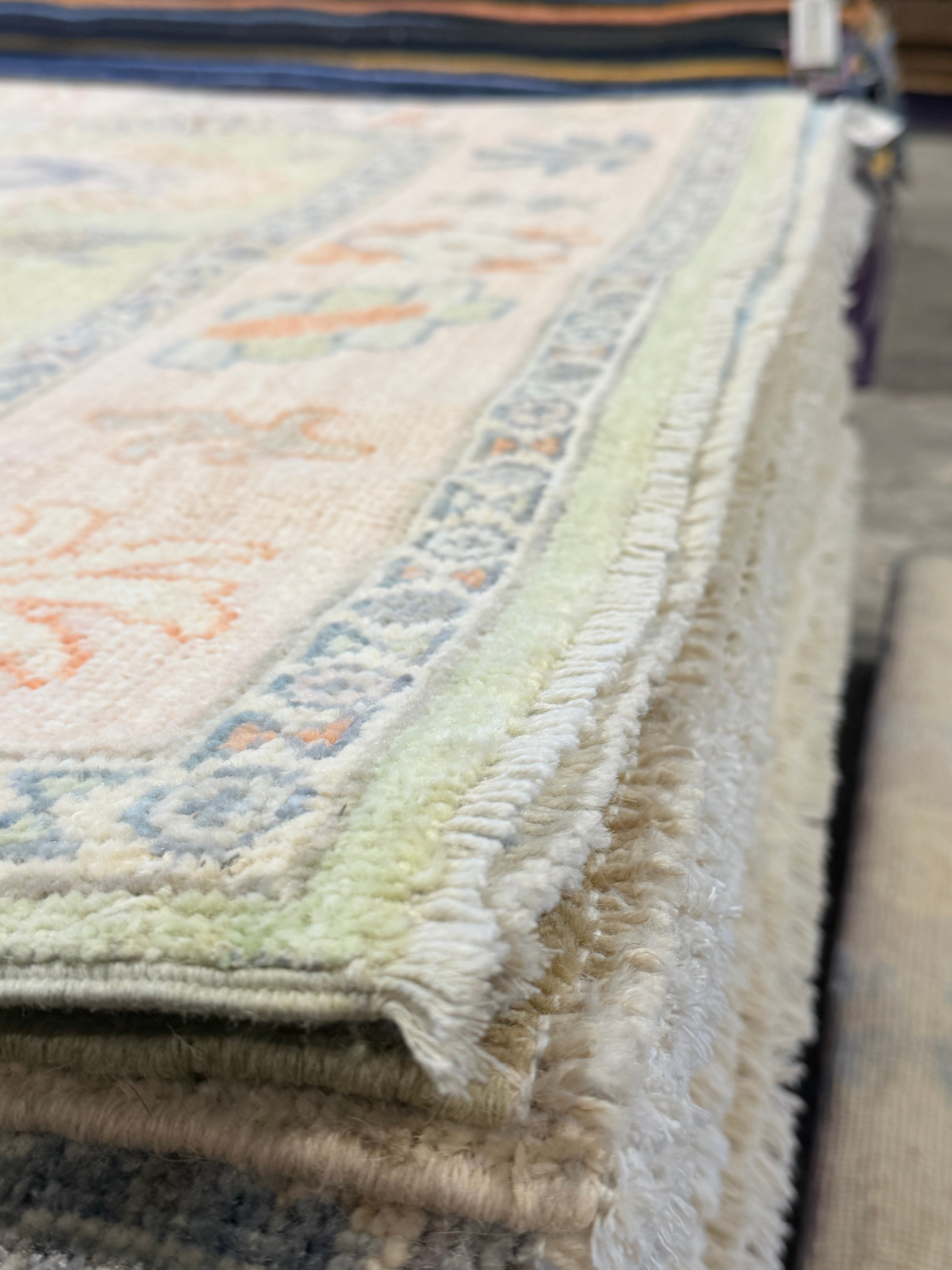 Jules 4.2x5.11 Green Afghani Whitewashed Oushak