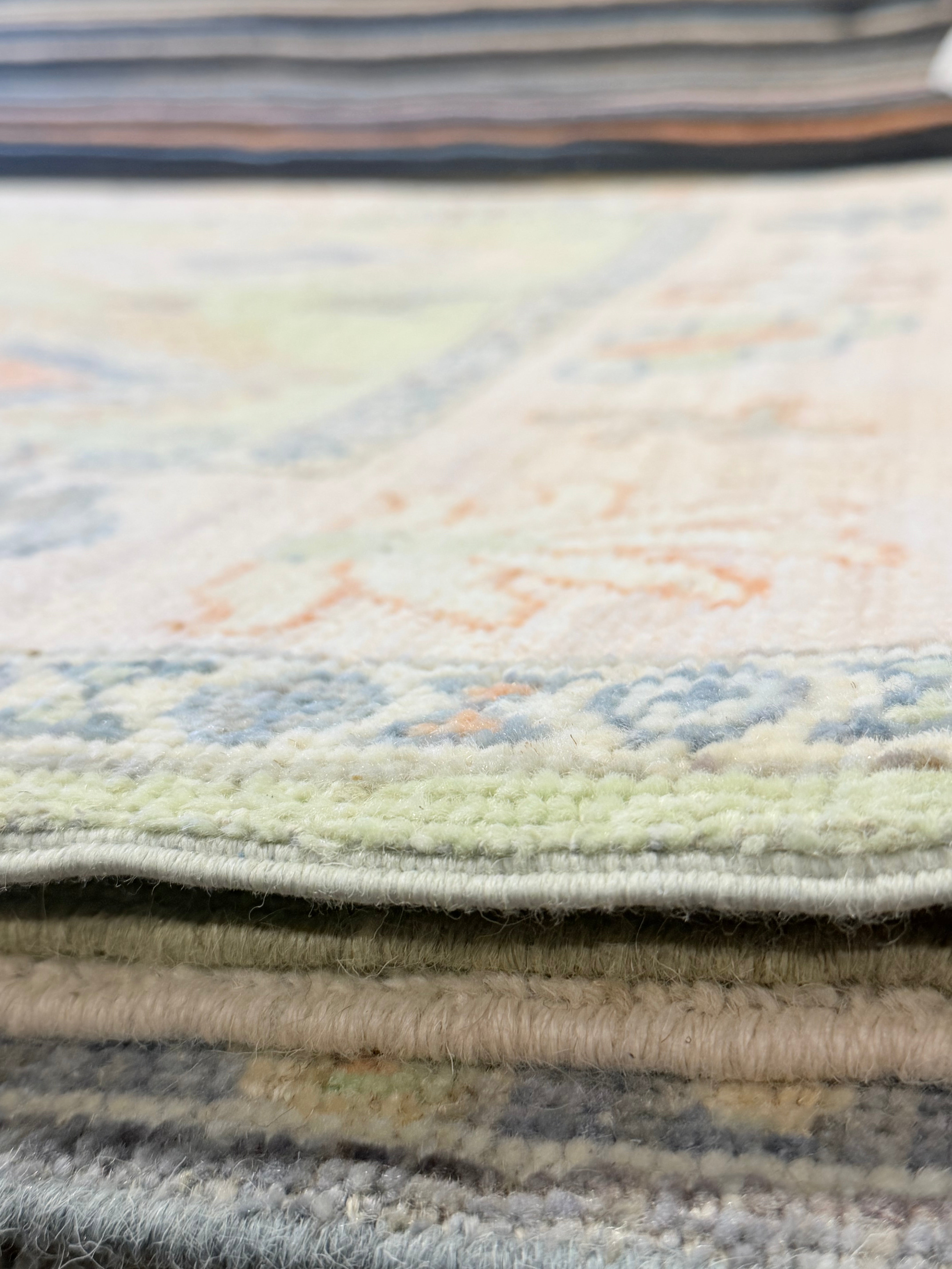 Jules 4.2x5.11 Green Afghani Whitewashed Oushak