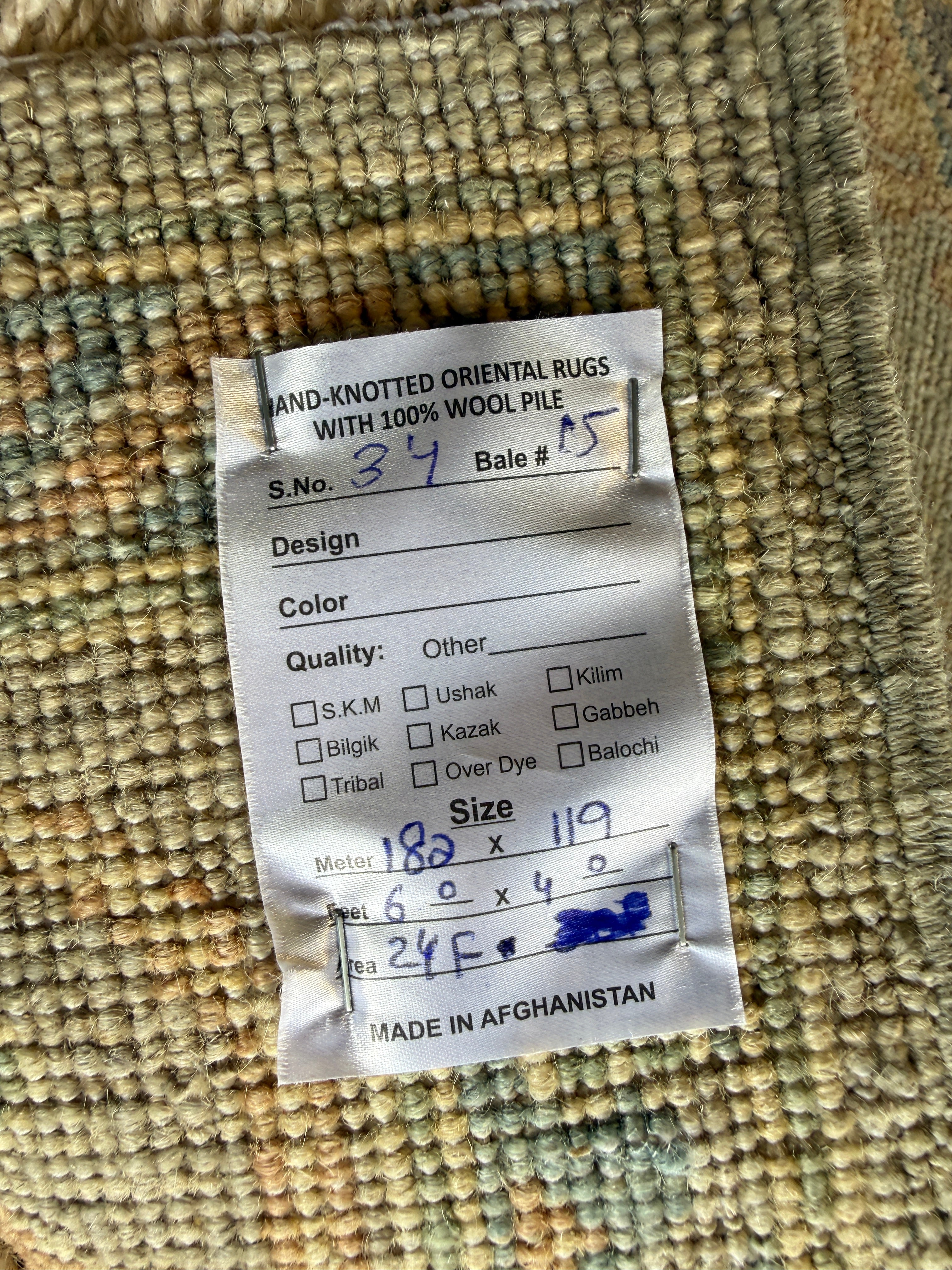Susana Gibb 4x6 Blue Afghani Whitewashed Oushak