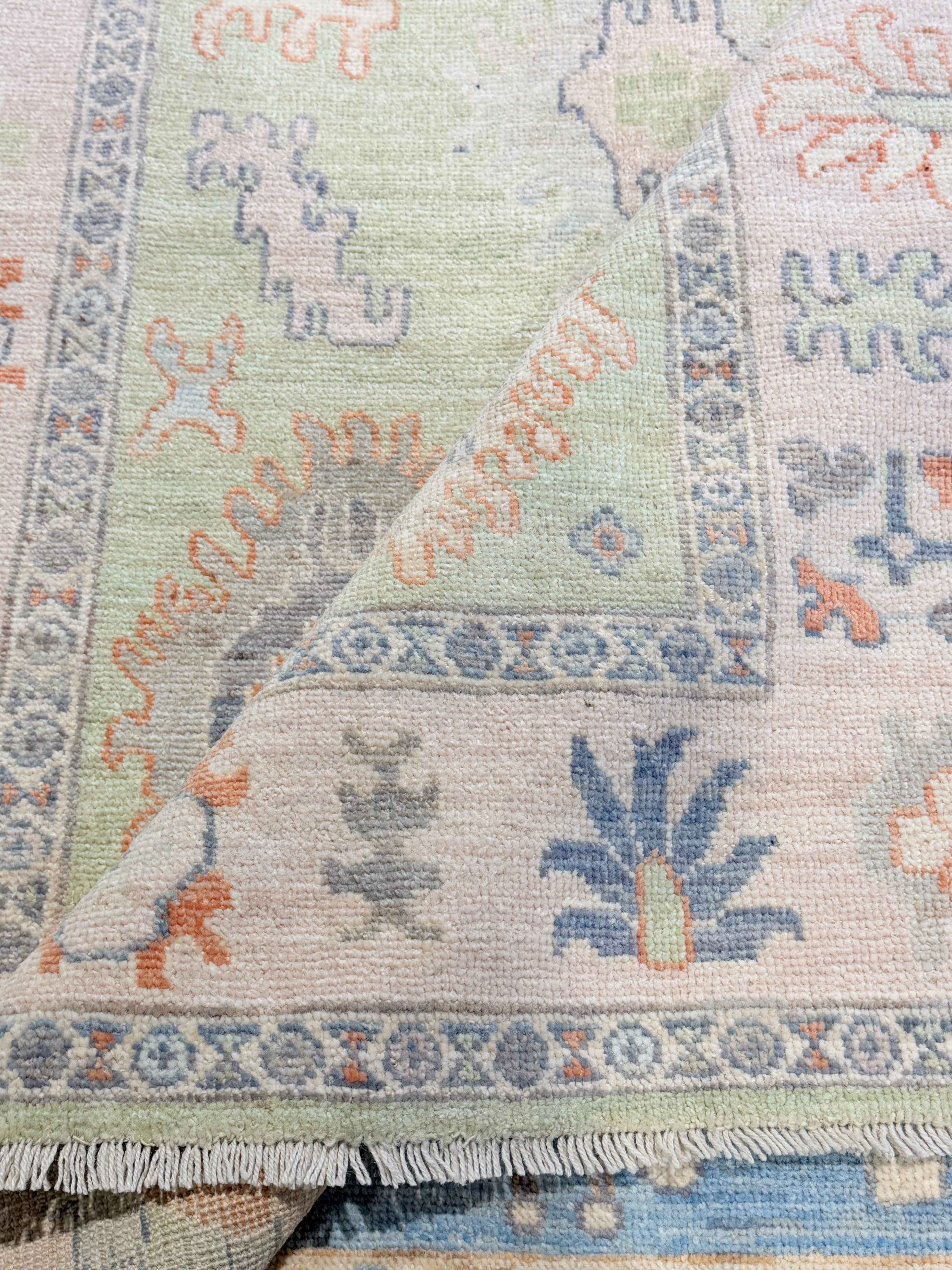 Jules 4.2x5.11 Green Afghani Whitewashed Oushak