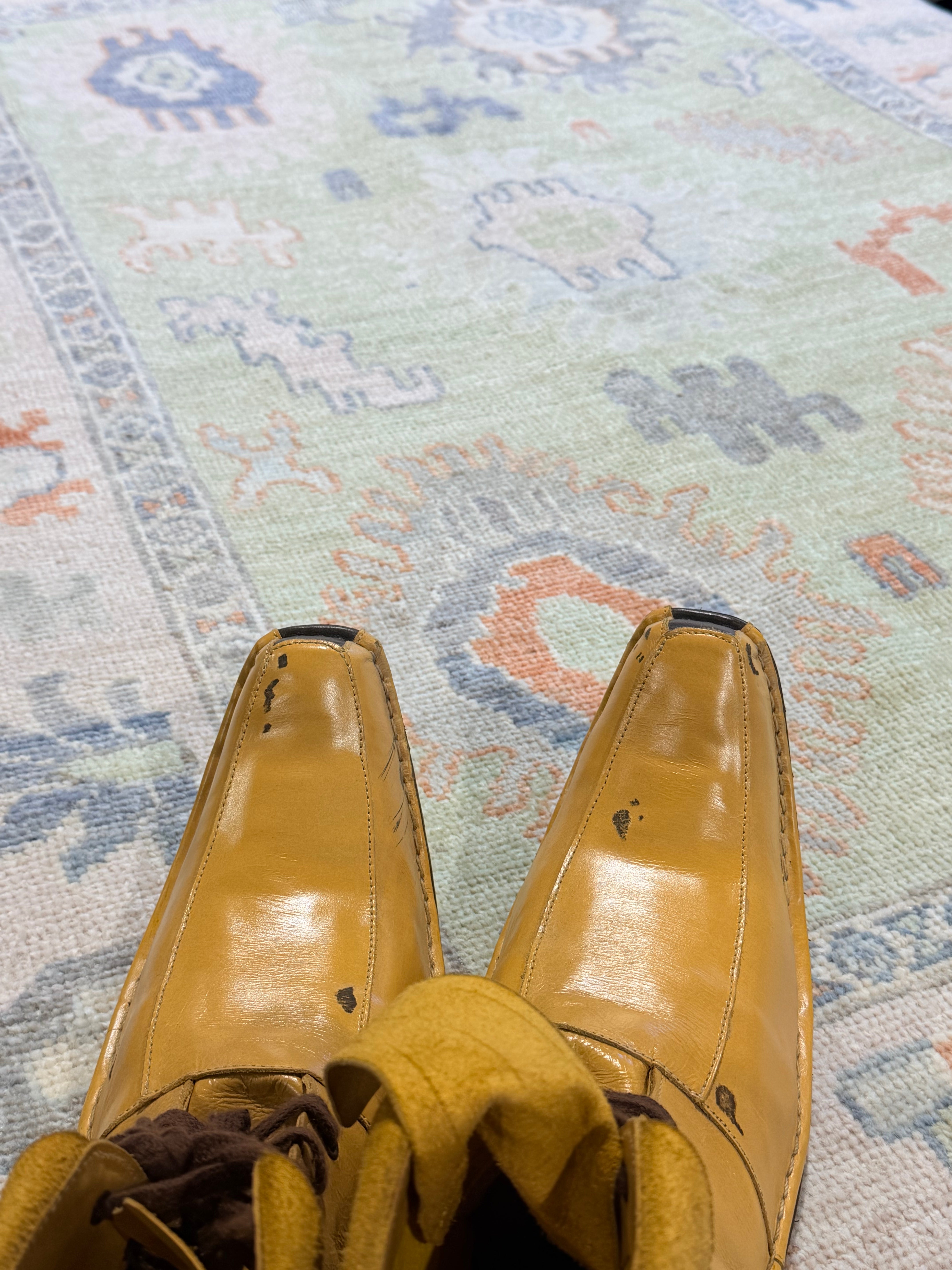 Jules 4.2x5.11 Green Afghani Whitewashed Oushak