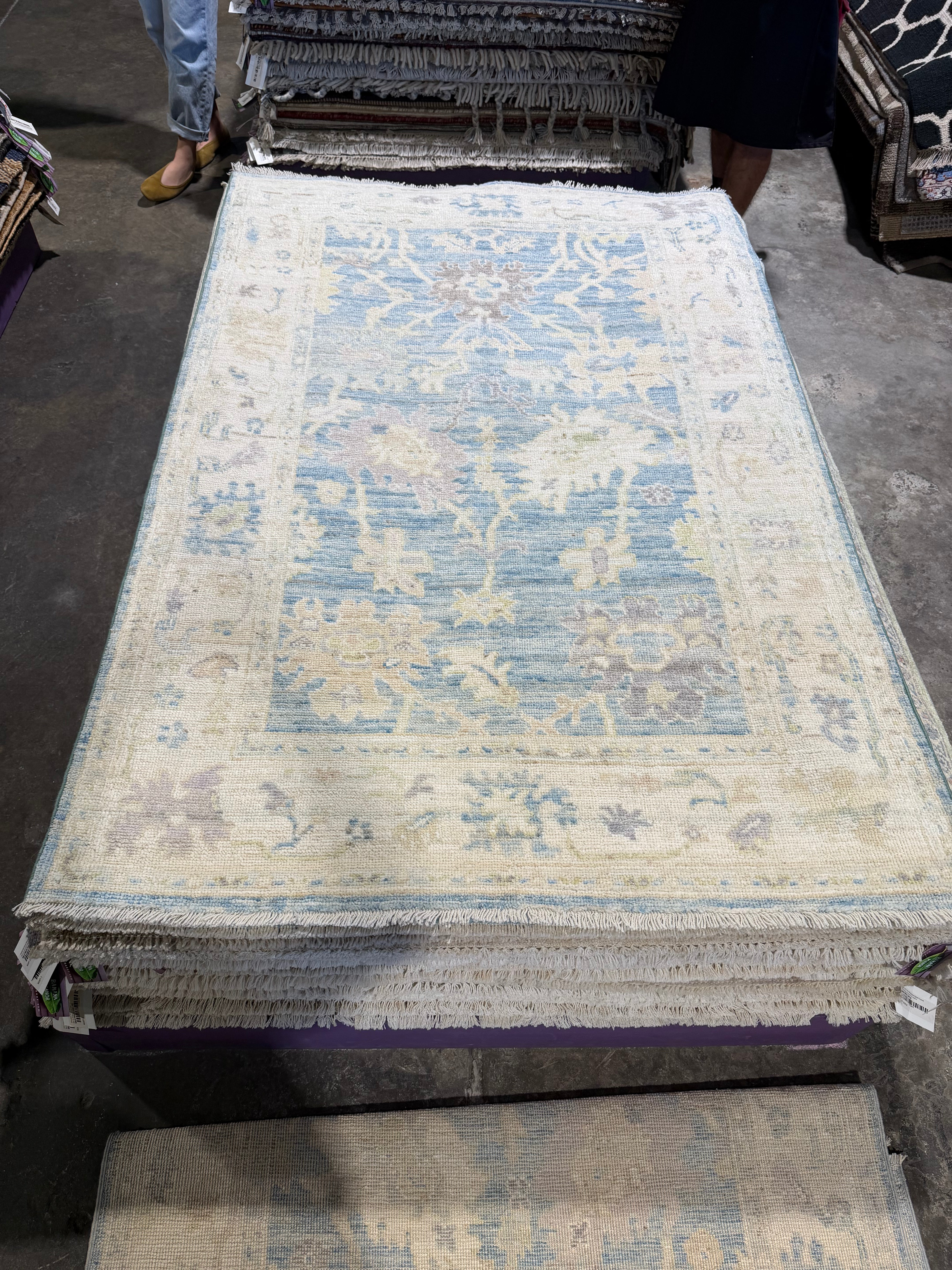 Alix Bénézech 4x6.1 Blue Afghani Whitewashed Oushak