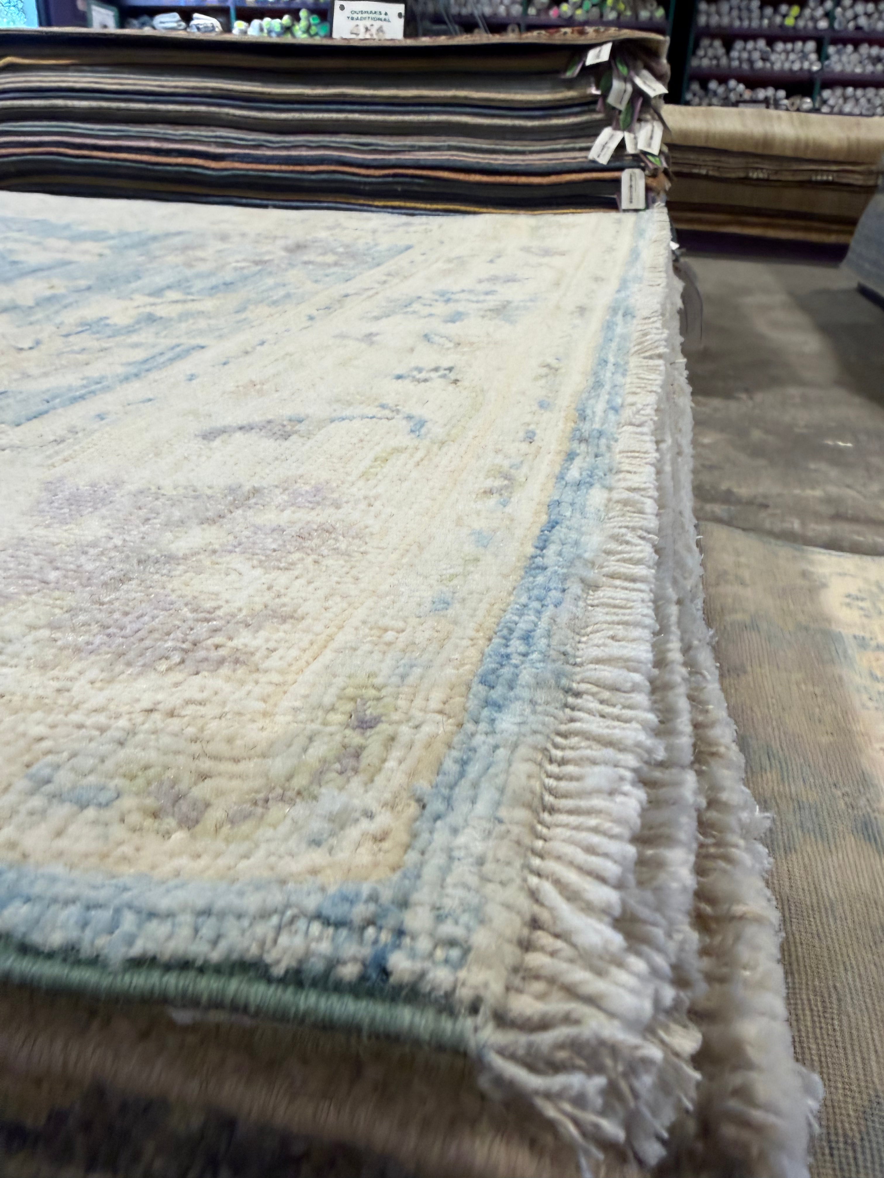 Alix Bénézech 4x6.1 Blue Afghani Whitewashed Oushak