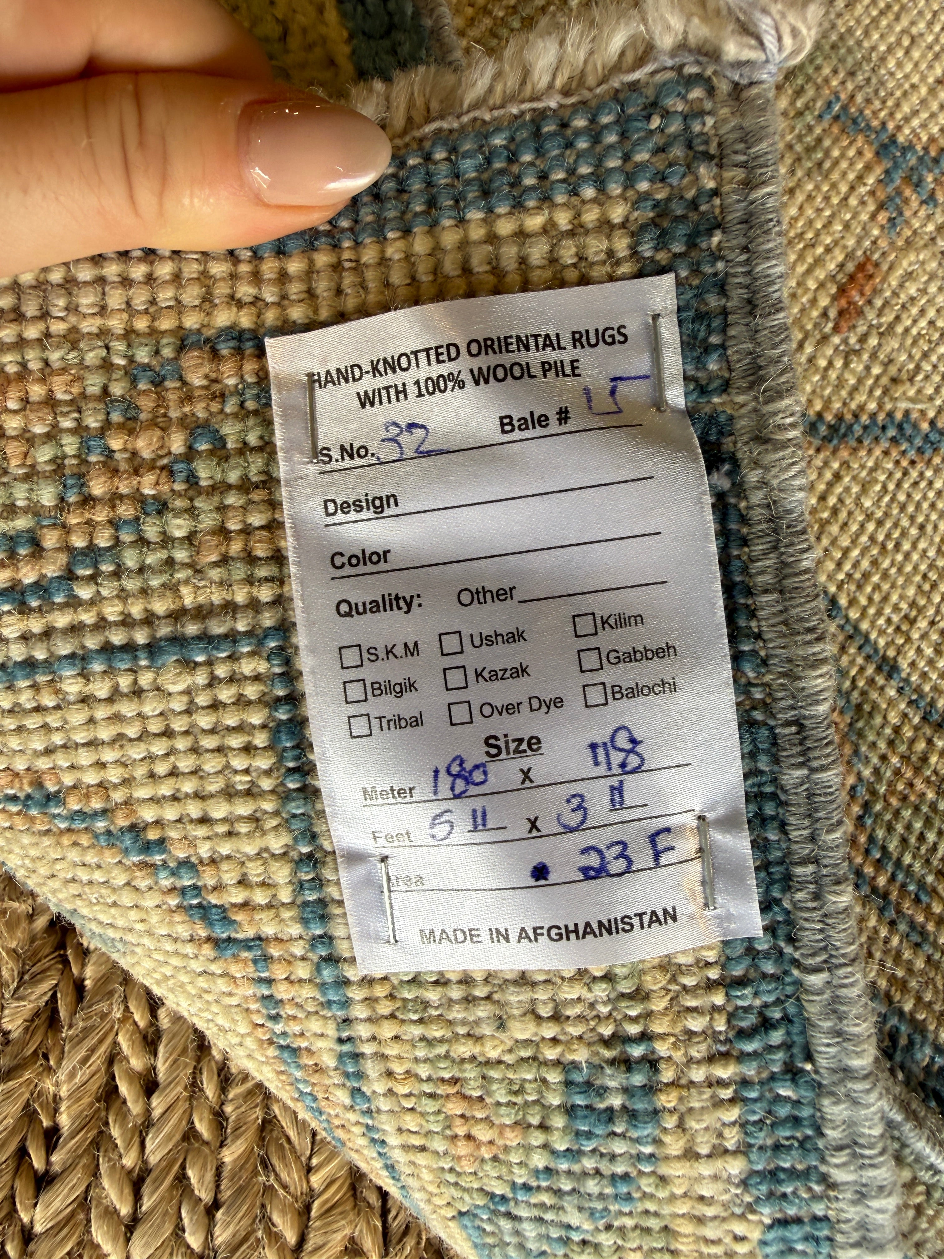 Daisy 3.11x5.11 Blue Afghani Whitewashed Oushak