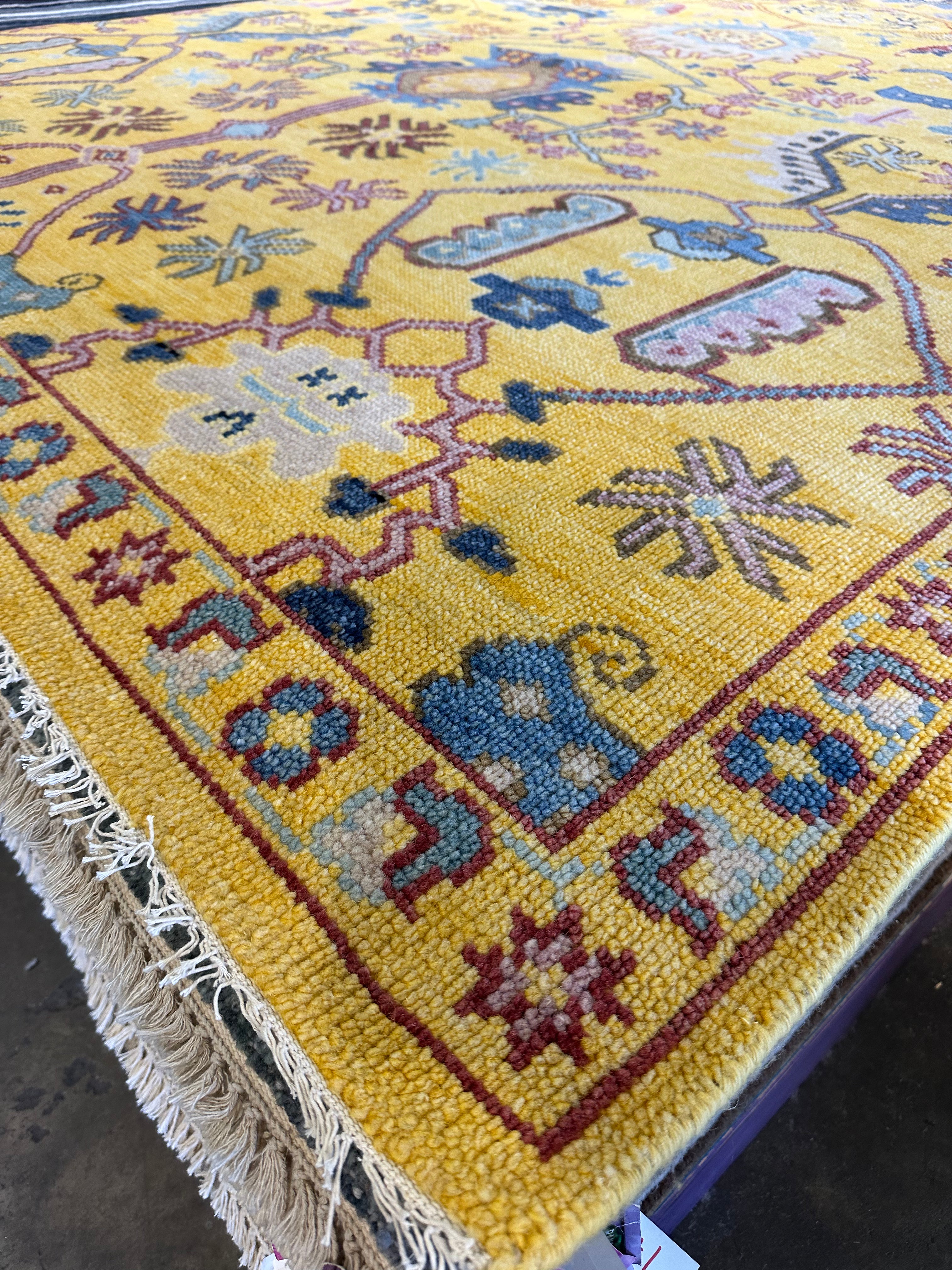 Alexa Demie 9x12 Yellow Hand-Knotted Oushak