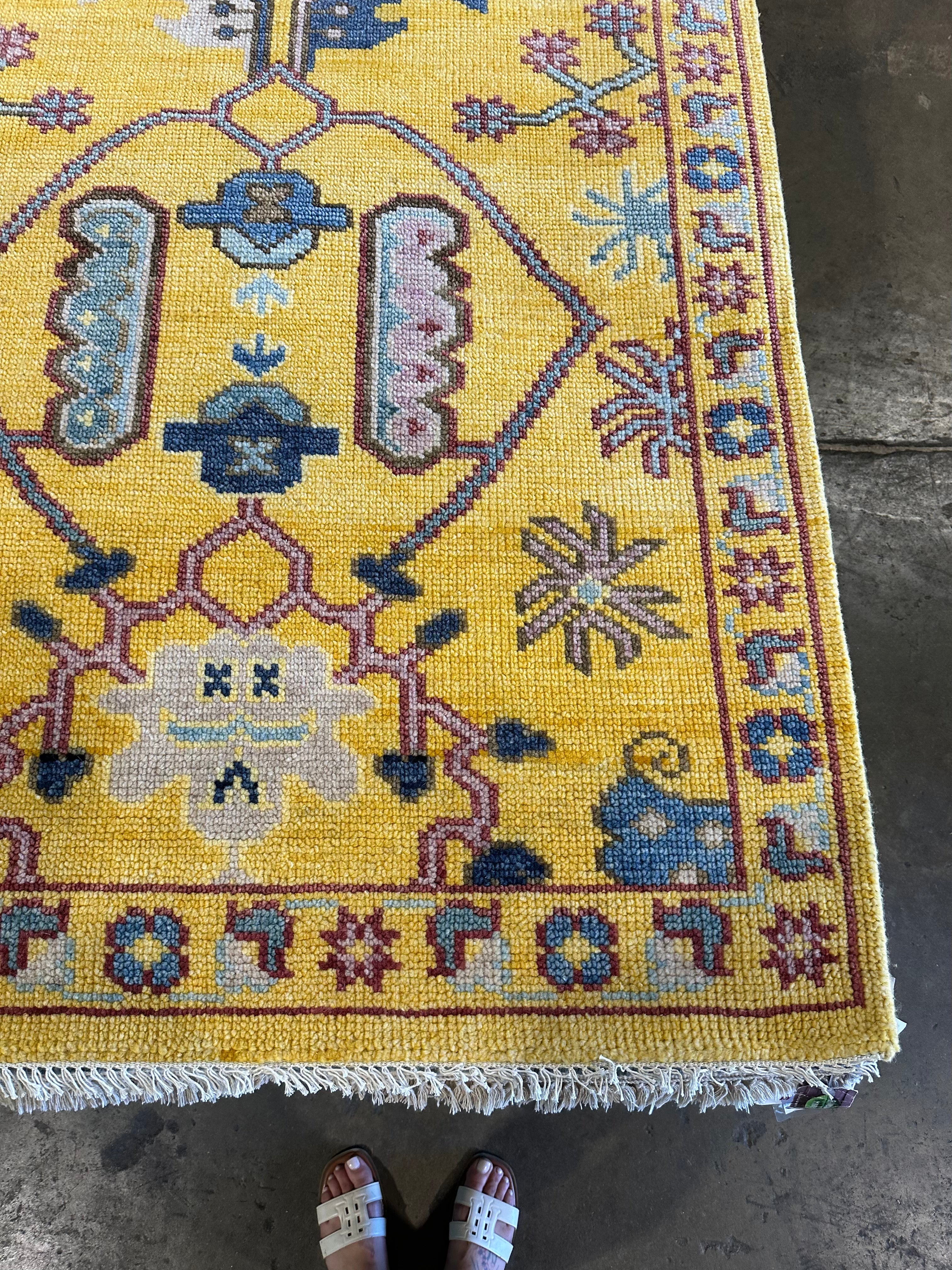 Alexa Demie 9x12 Yellow Hand-Knotted Oushak
