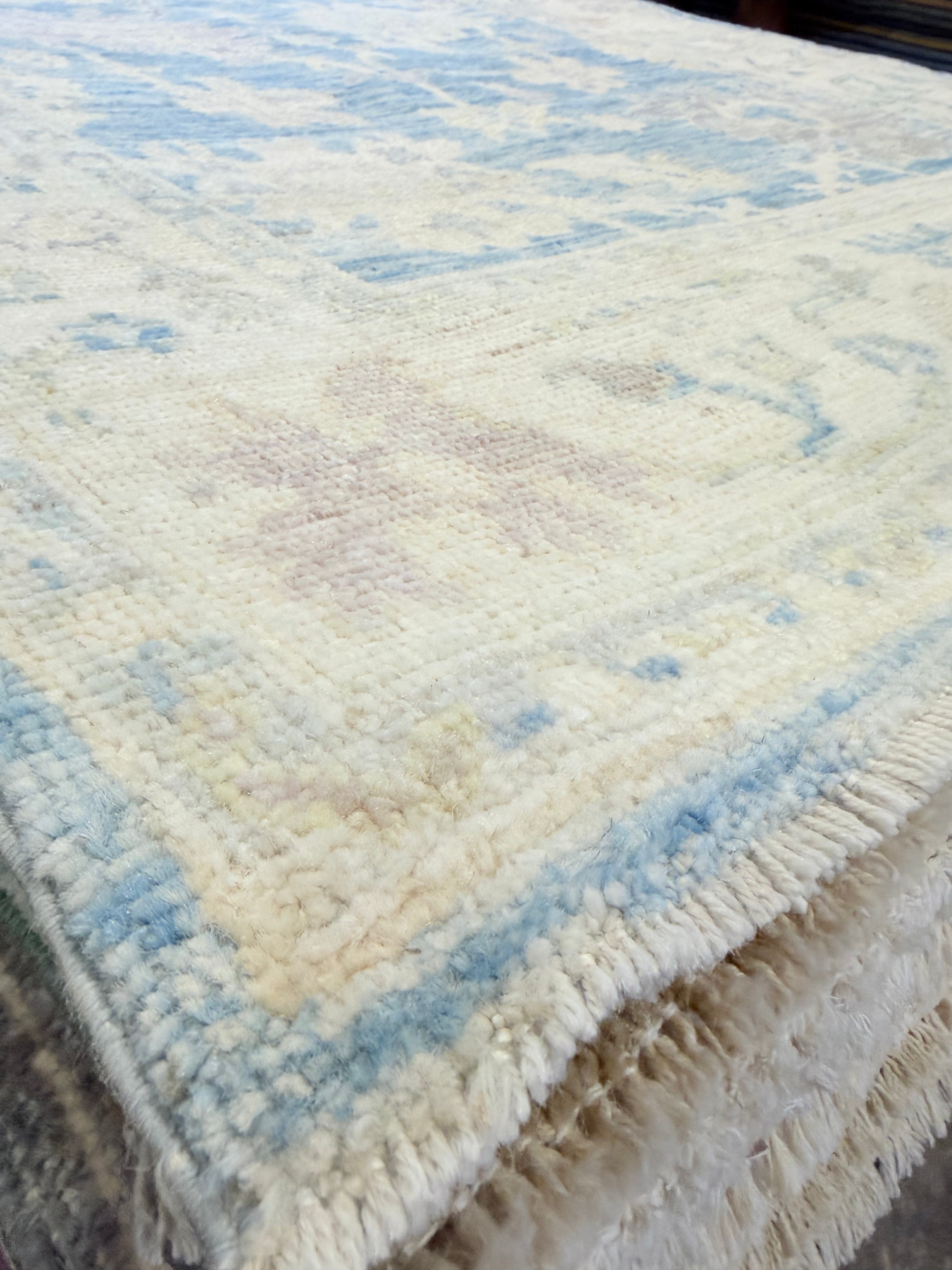 Édith Le Merdy 3.10x6.3 Blue Afghani Whitewashed Oushak