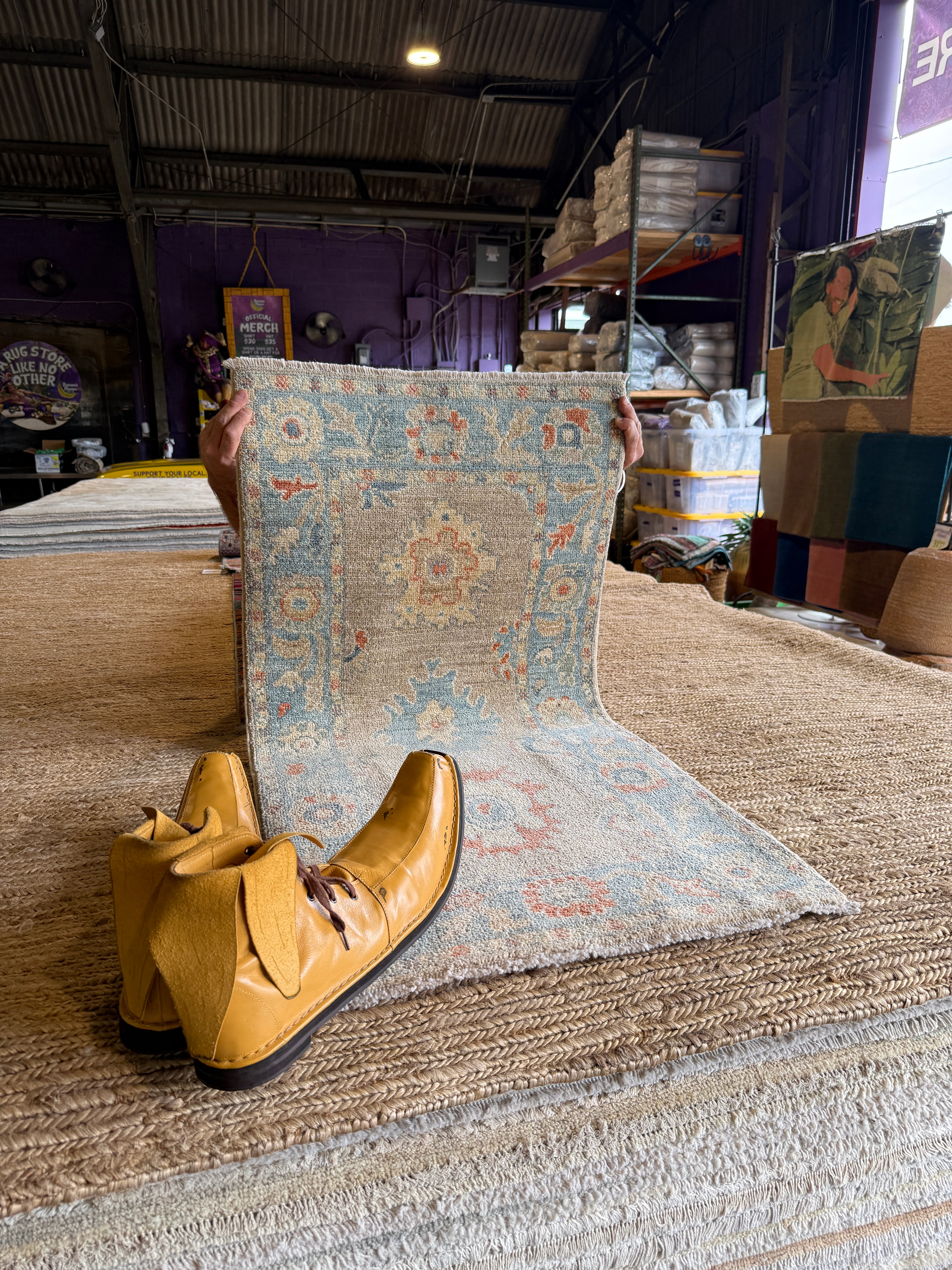 Nala Doueihy 2x4 Blue Afghani Whitewashed Oushak
