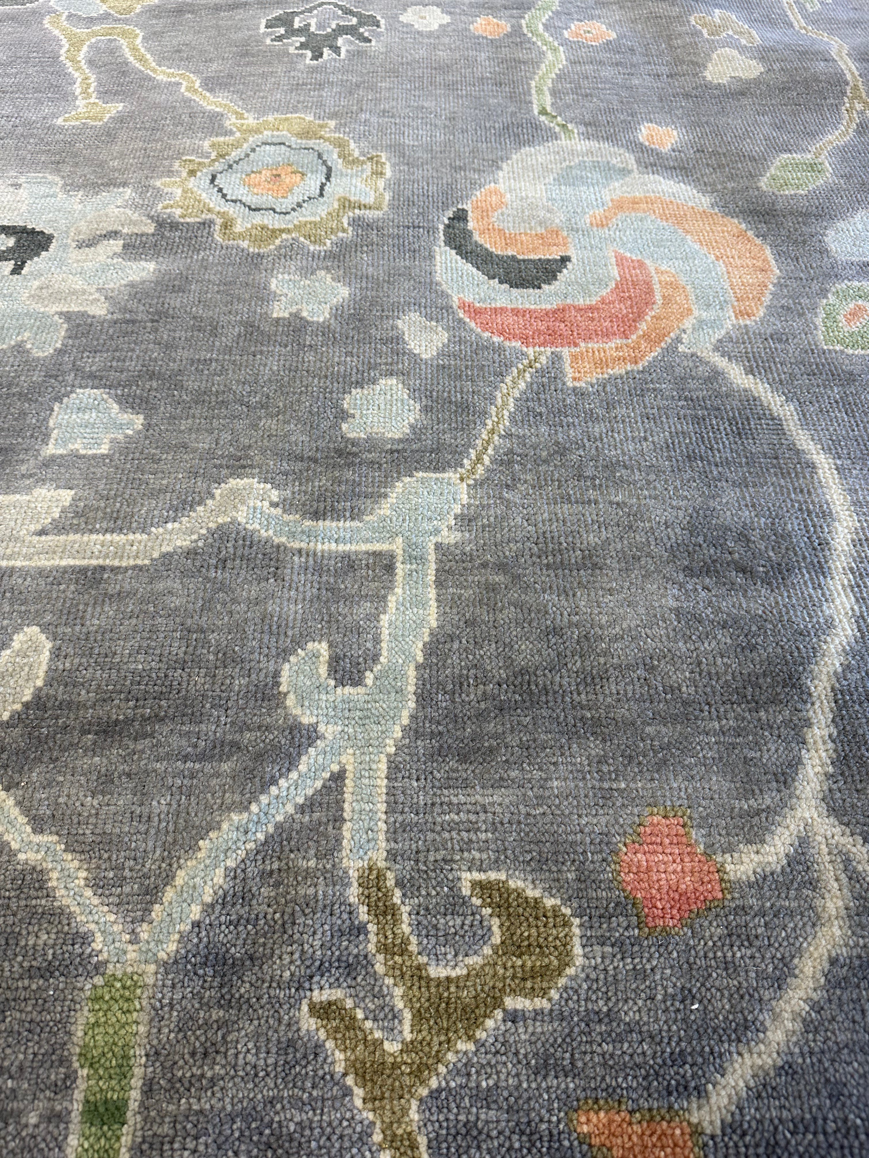 Laura San Giacomo 9x12 Colorful Hand-Knotted Oushak Rug