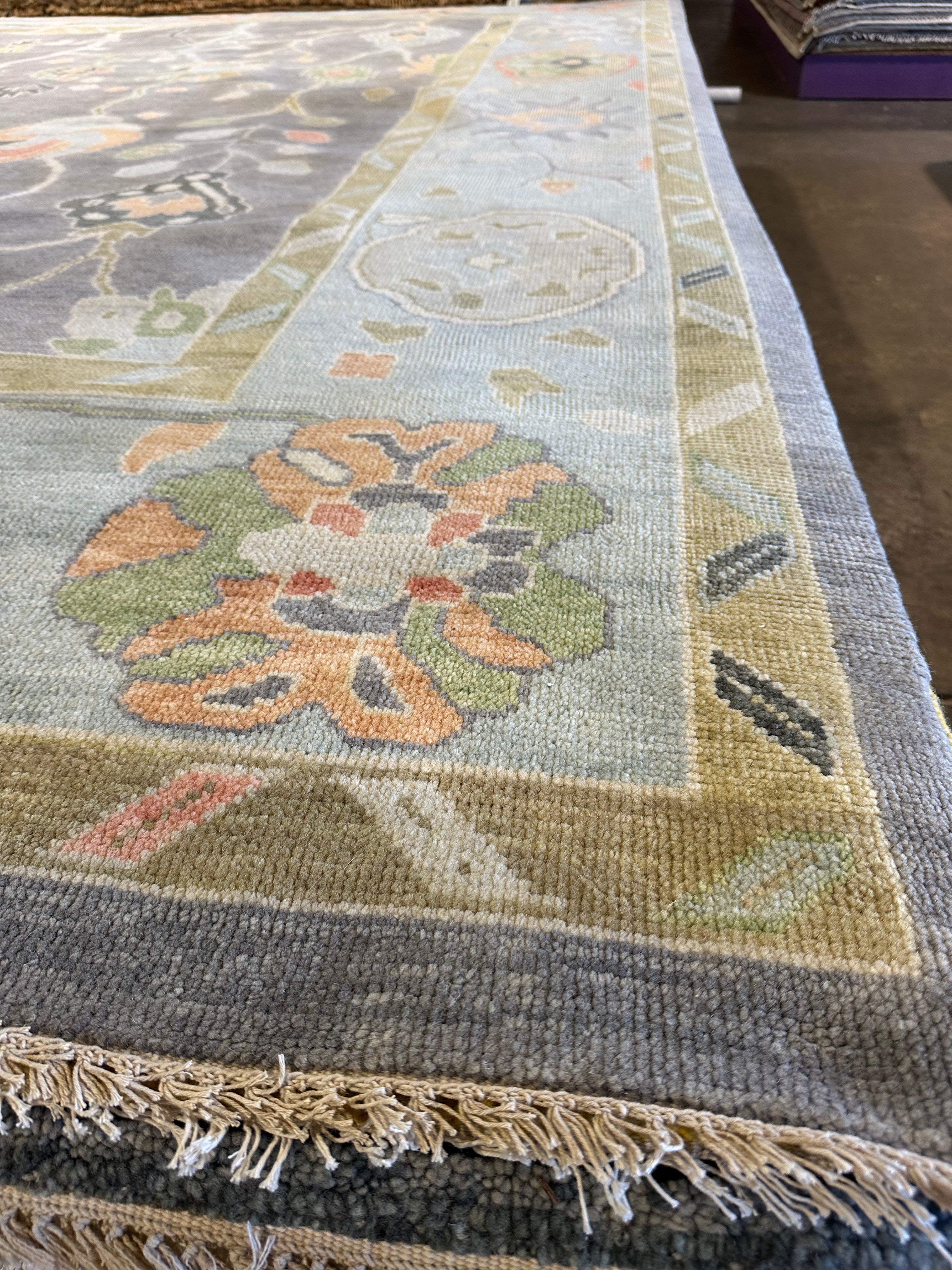Laura San Giacomo 9x12 Colorful Hand-Knotted Oushak Rug