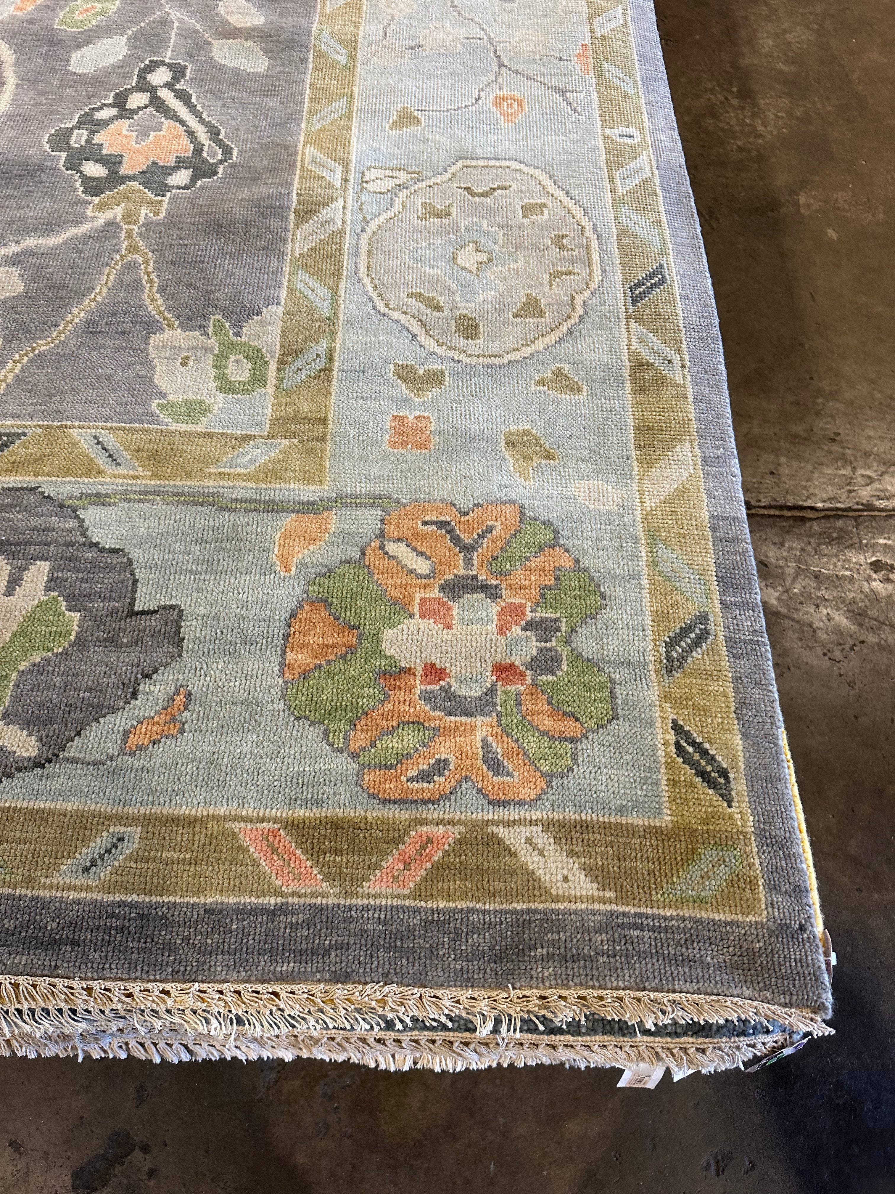 Laura San Giacomo 9x12 Colorful Hand-Knotted Oushak Rug