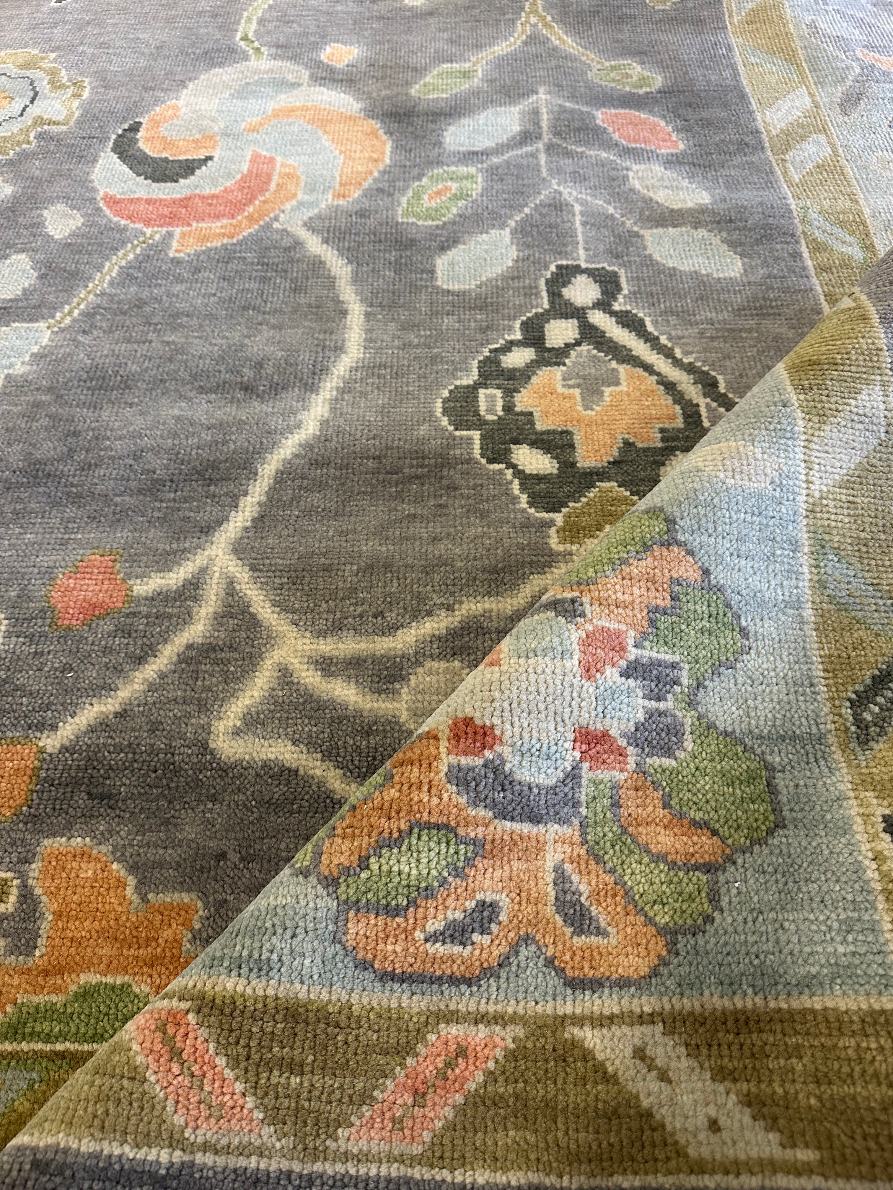 Laura San Giacomo 9x12 Colorful Hand-Knotted Oushak Rug
