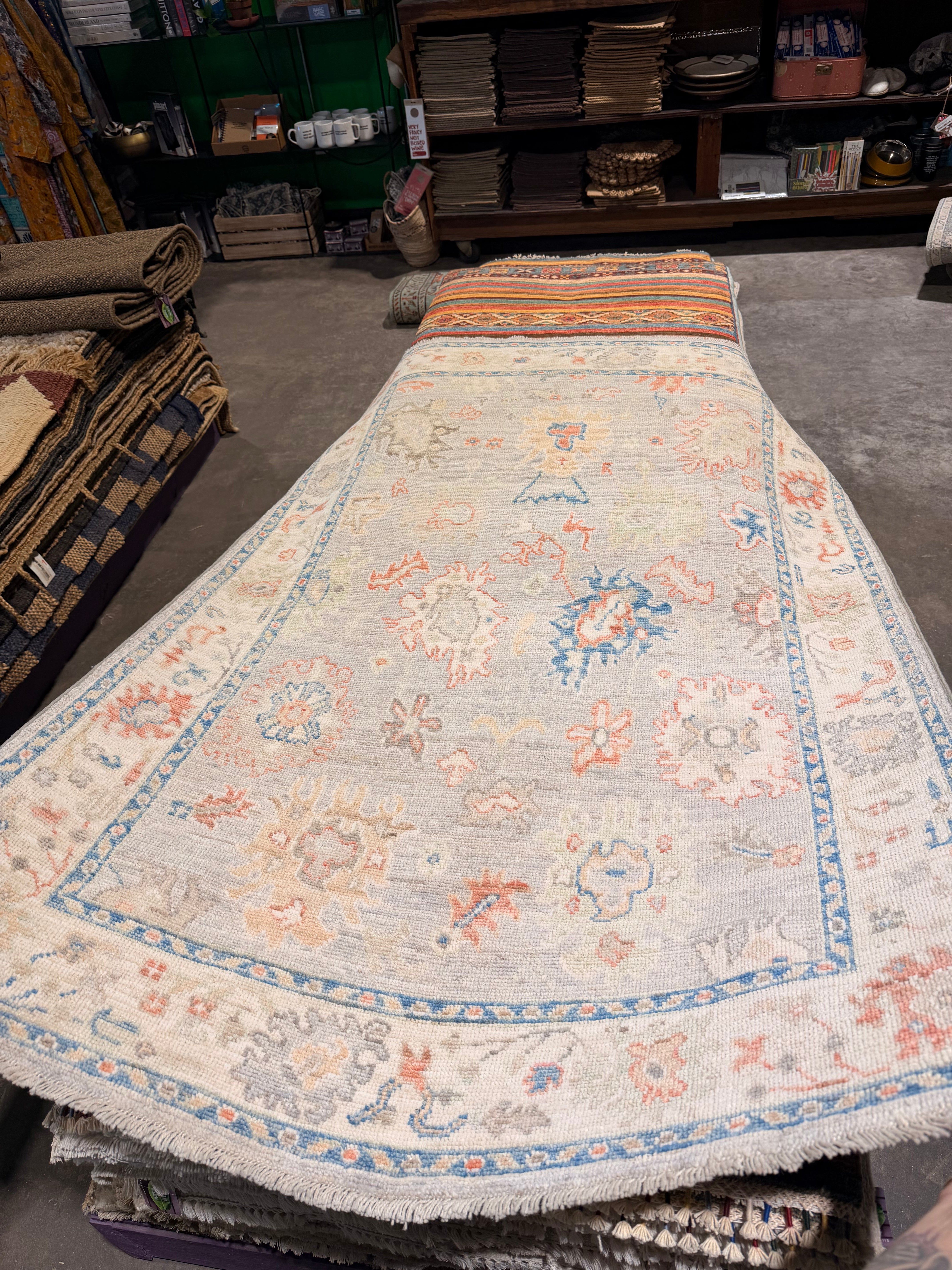 Kate Walsh 3.10x6 Blue Afghani Whitewashed Oushak