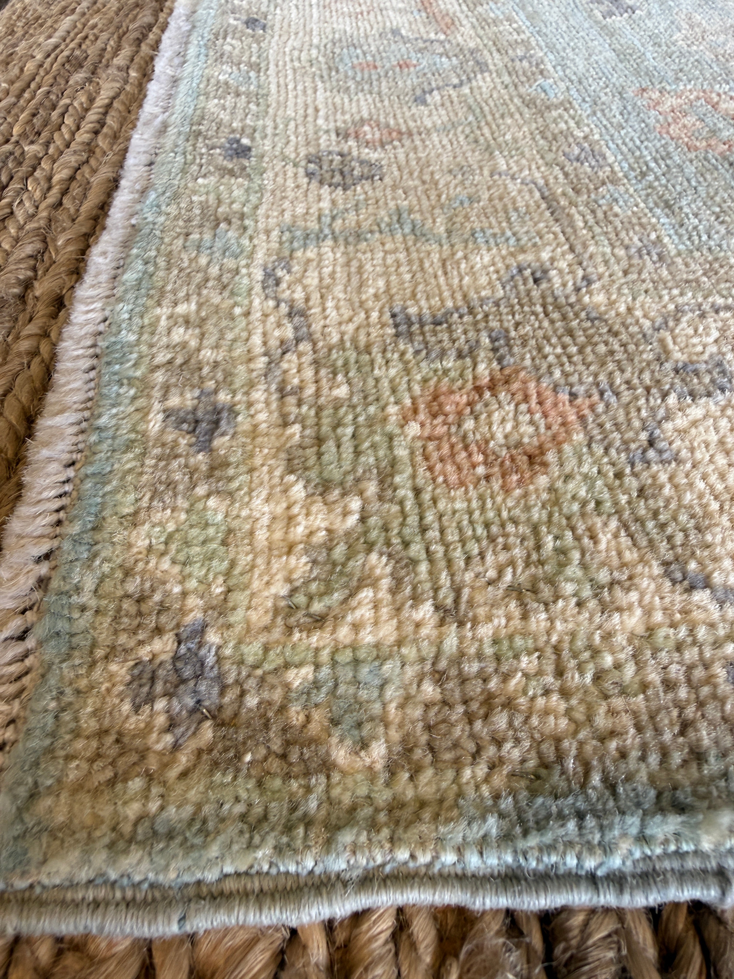 Maddie Mooregan 2.7x9.4 Blue Afghani Whitewashed Oushak Runner