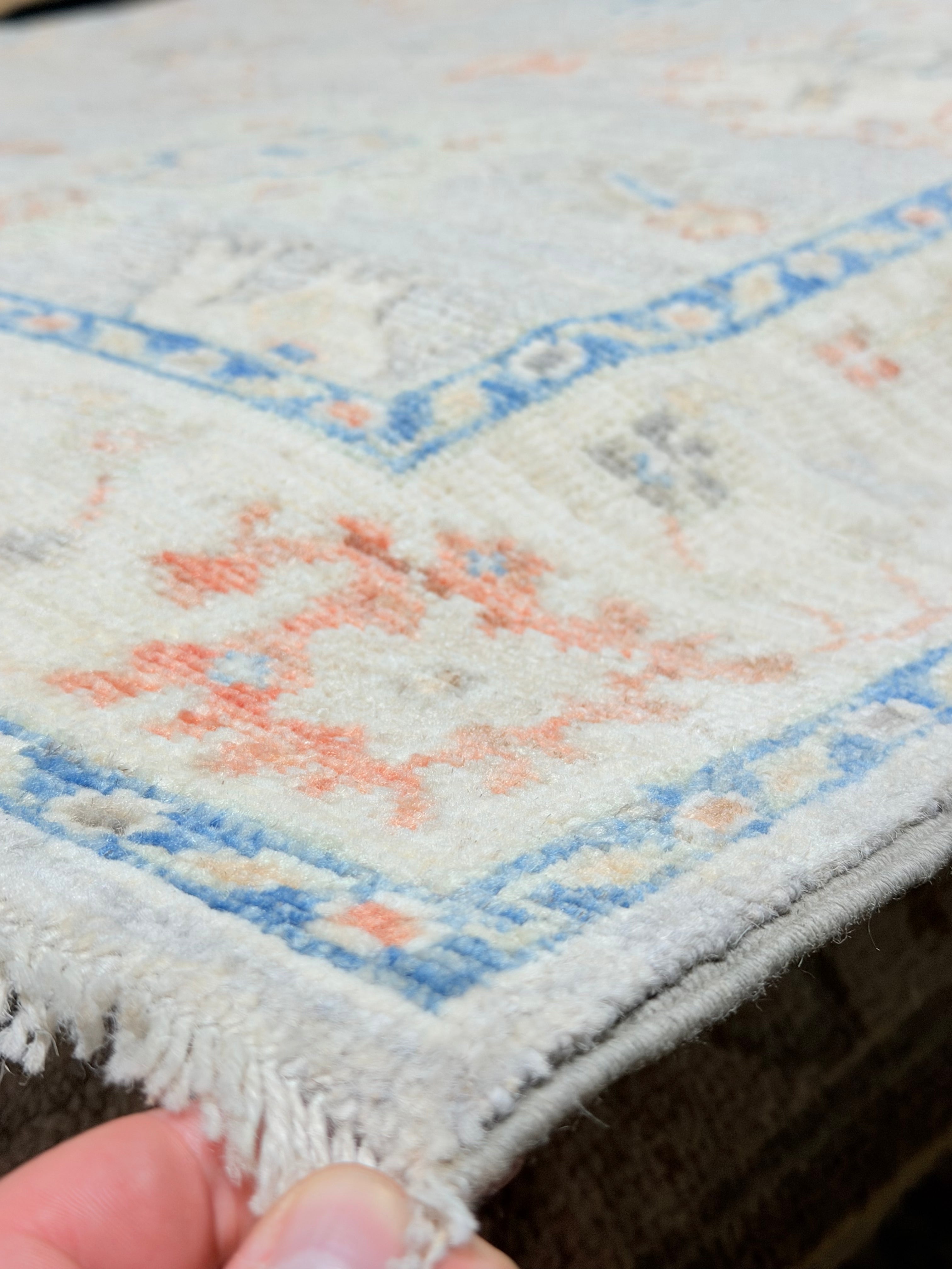 Kate Walsh 3.10x6 Blue Afghani Whitewashed Oushak