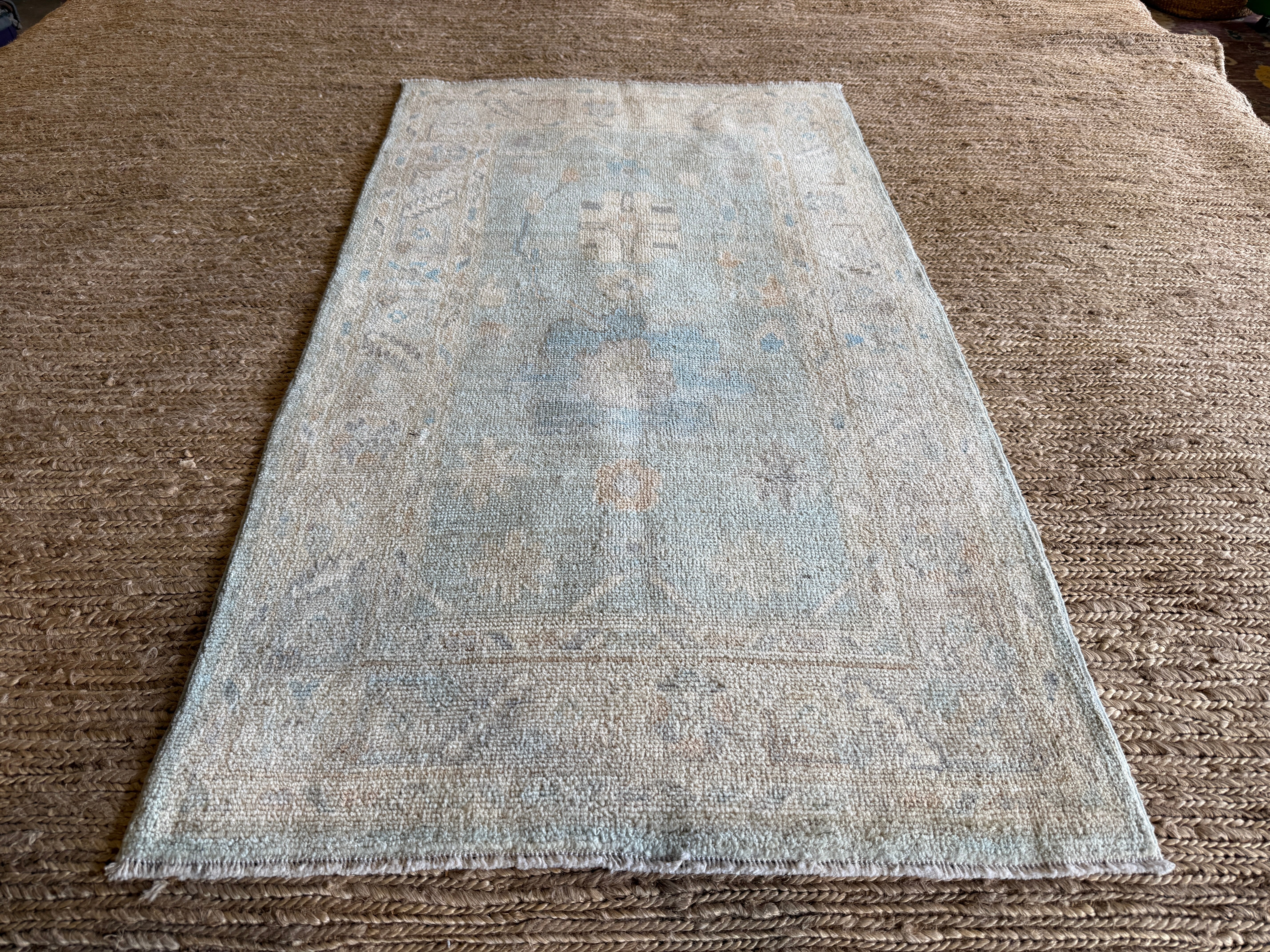Michele Ammon 2.4x5.1 Blue Afghani Whitewashed Oushak