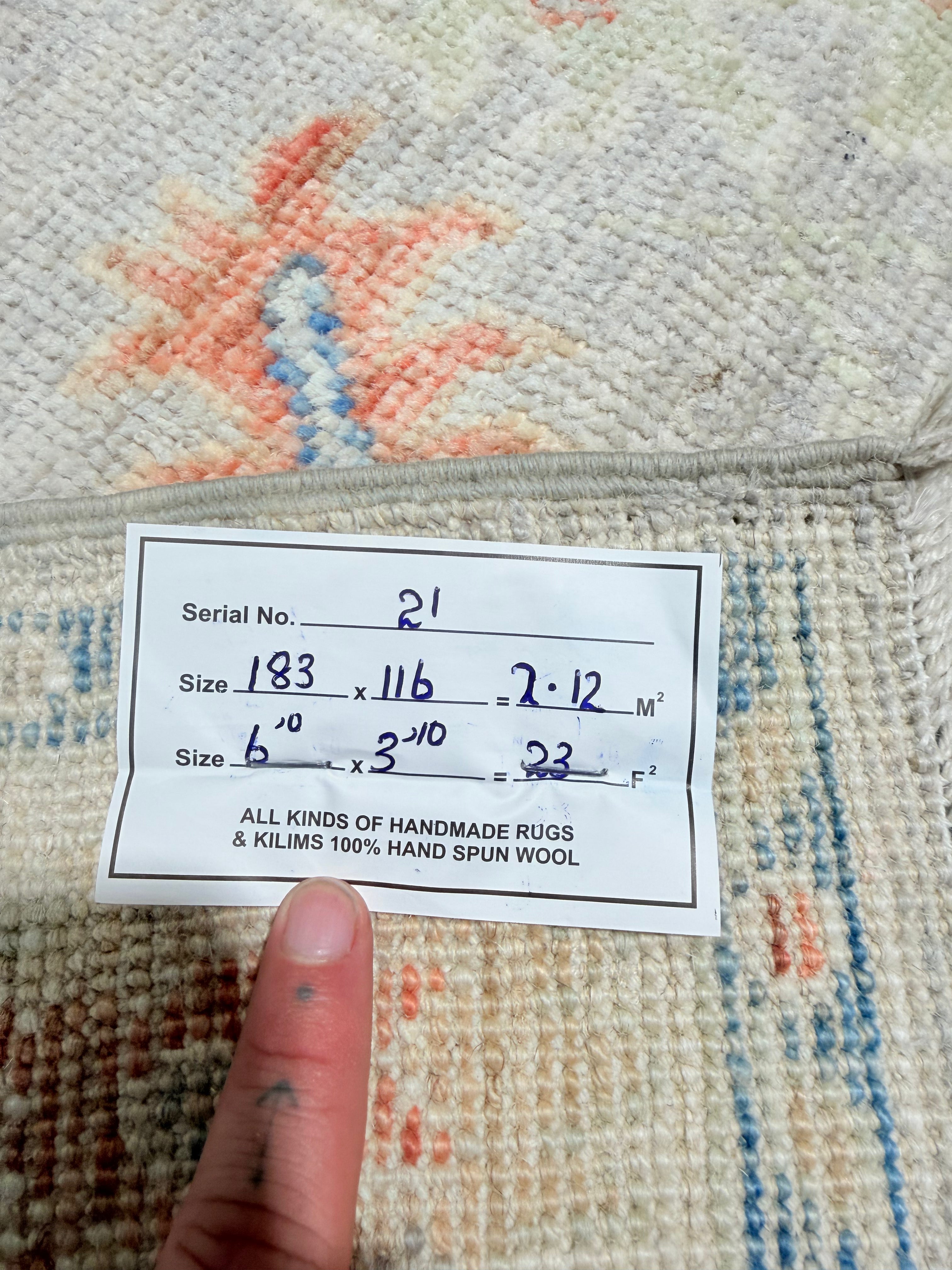 Kate Walsh 3.10x6 Blue Afghani Whitewashed Oushak