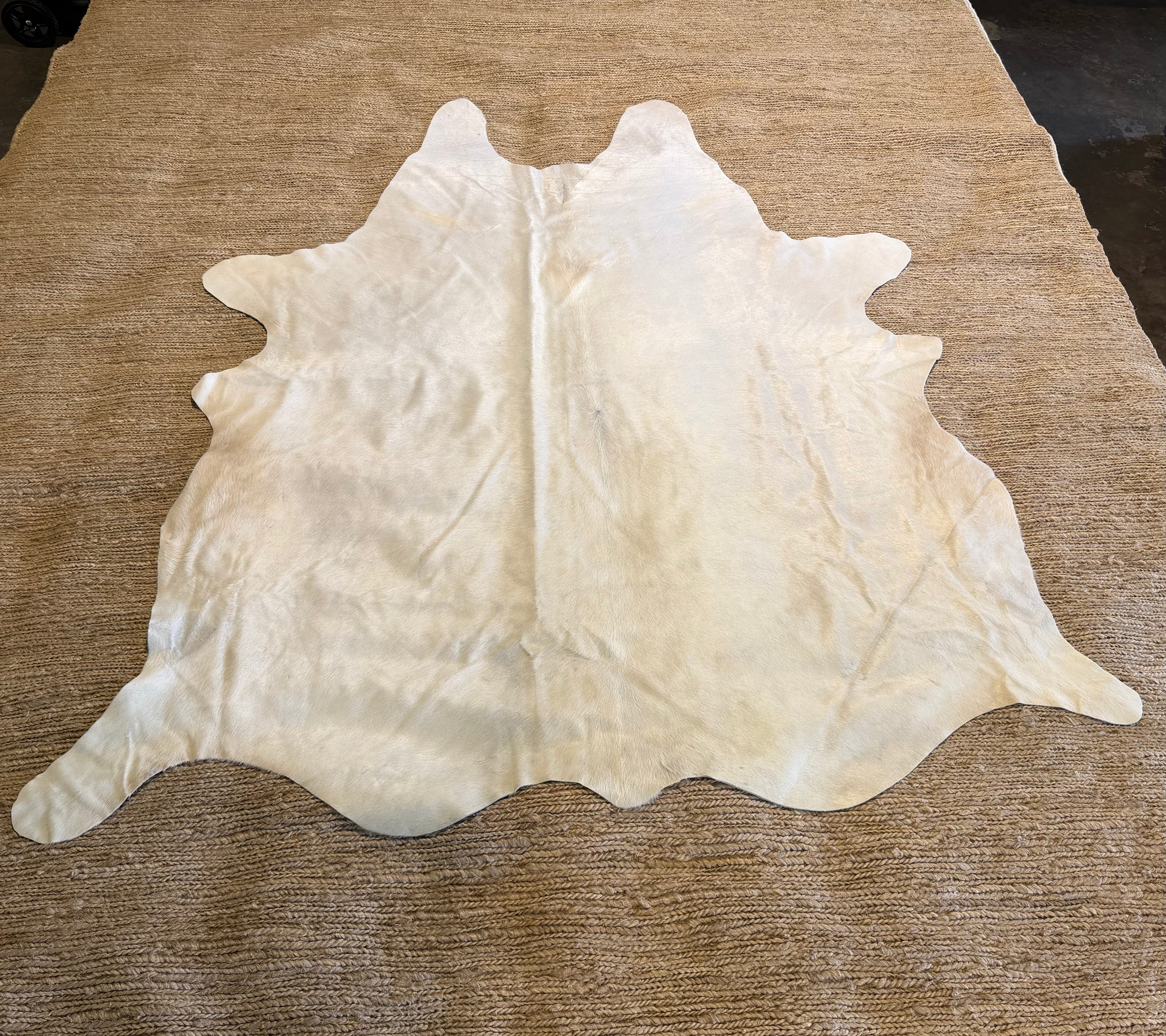 Solid Light Beige Large Cowhide Rug 5.8x7.3