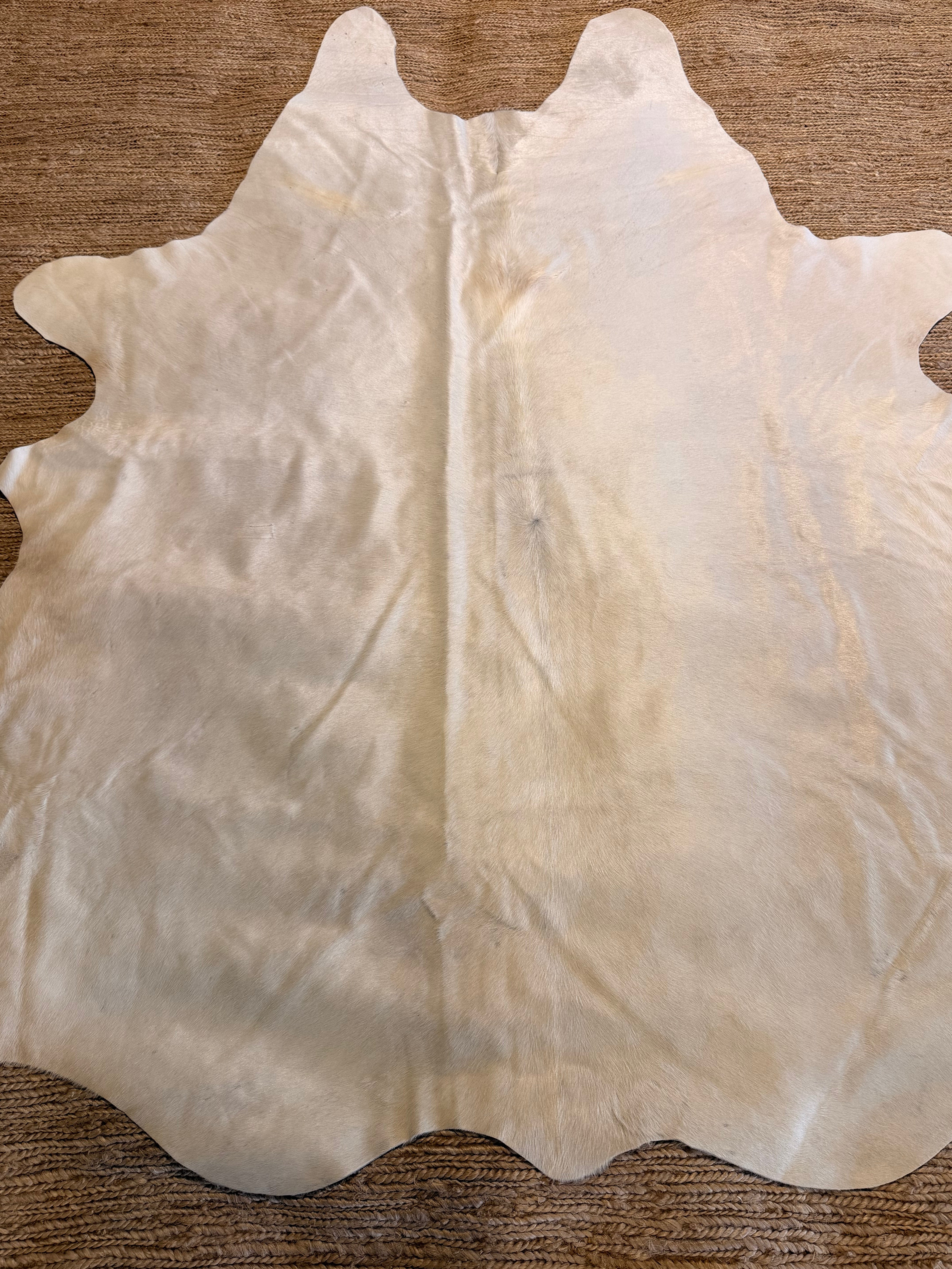 Solid Light Beige Large Cowhide Rug 5.8x7.3