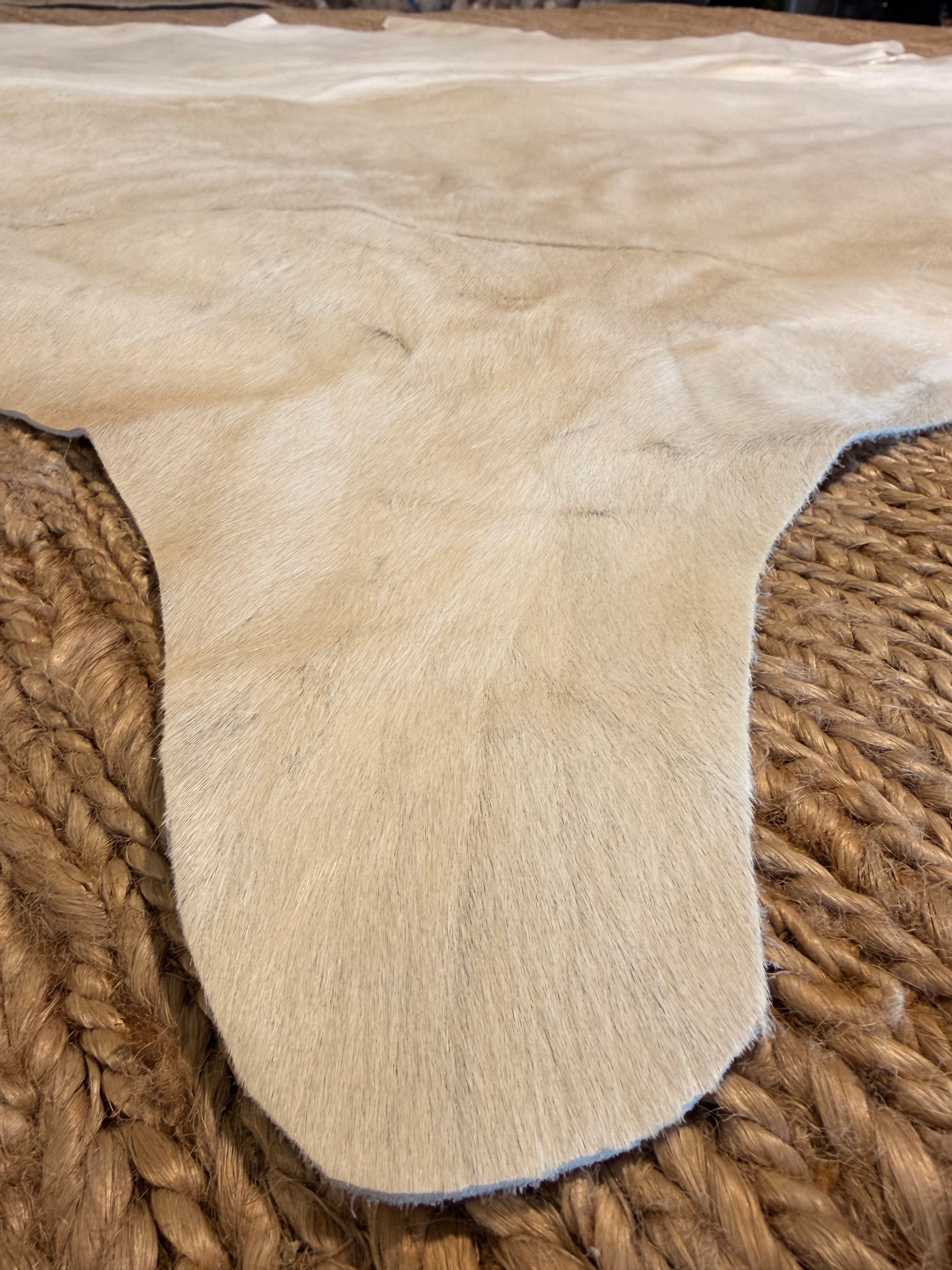 Solid Light Beige Large Cowhide Rug 5.8x7.3
