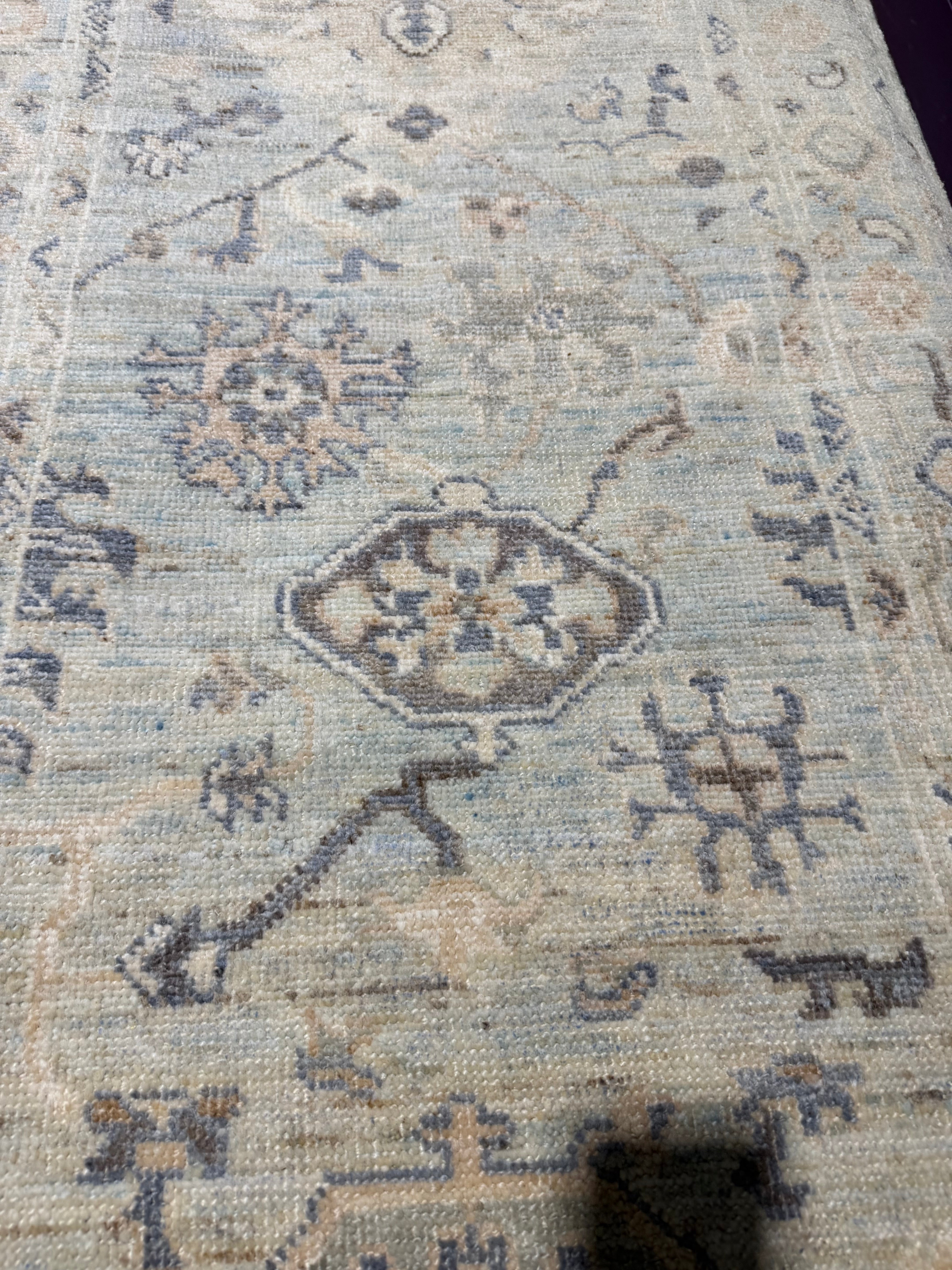 Geneviève 2.10x11.8 Light Blue Afghani Whitewashed Oushak Runner