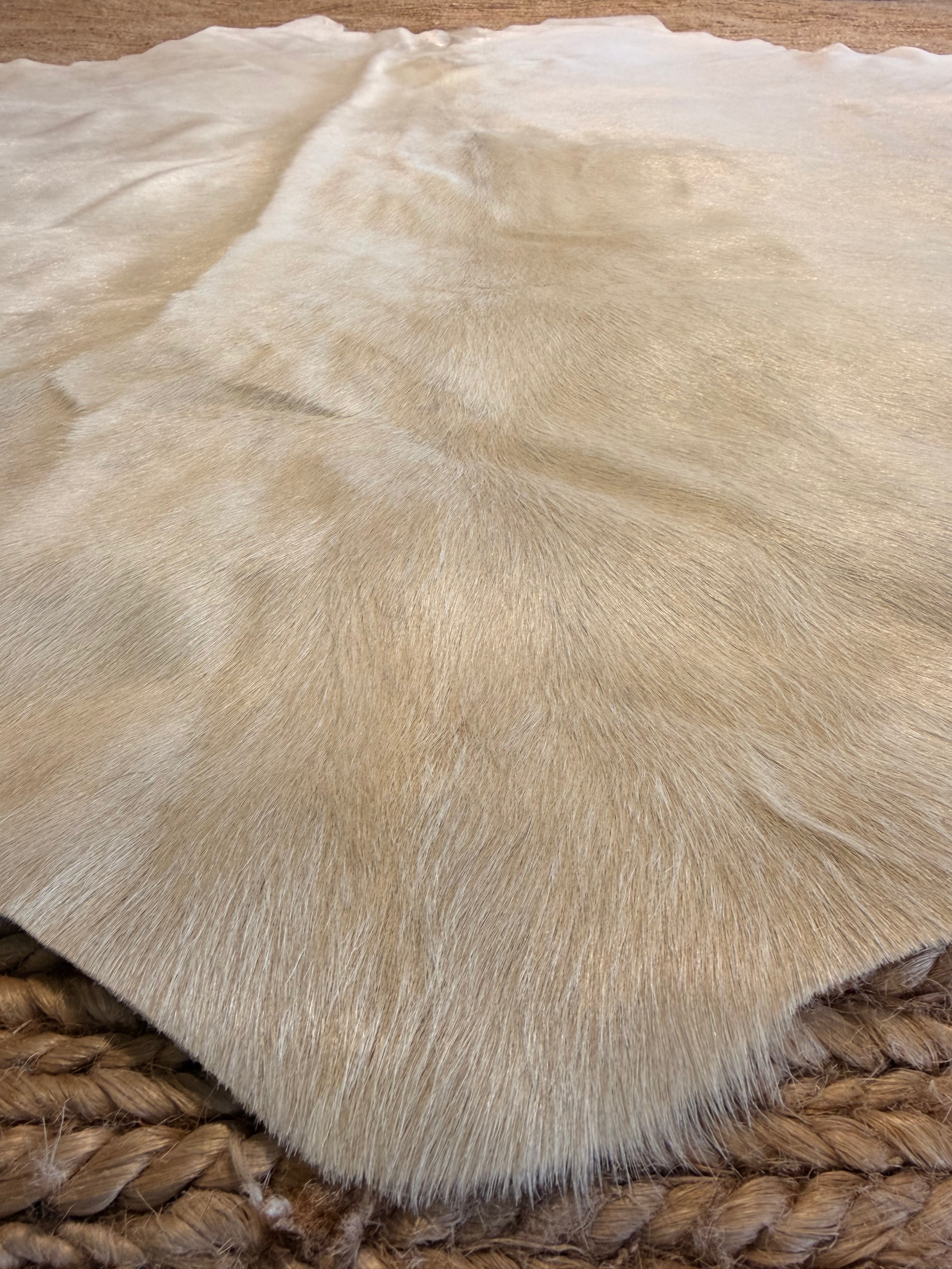 Solid Light Beige Large Cowhide Rug 5.8x7.3
