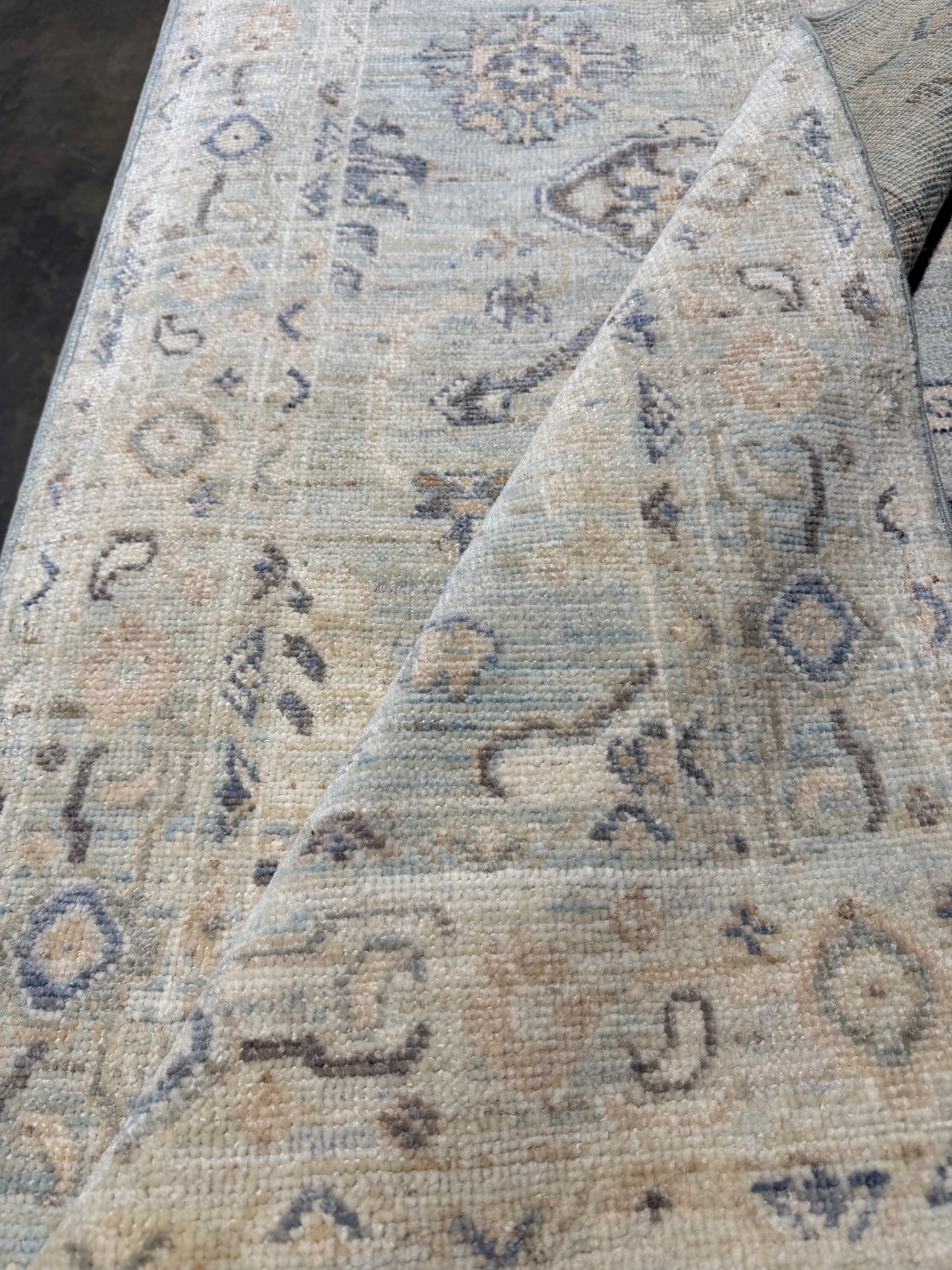 Geneviève 2.10x11.8 Light Blue Afghani Whitewashed Oushak Runner