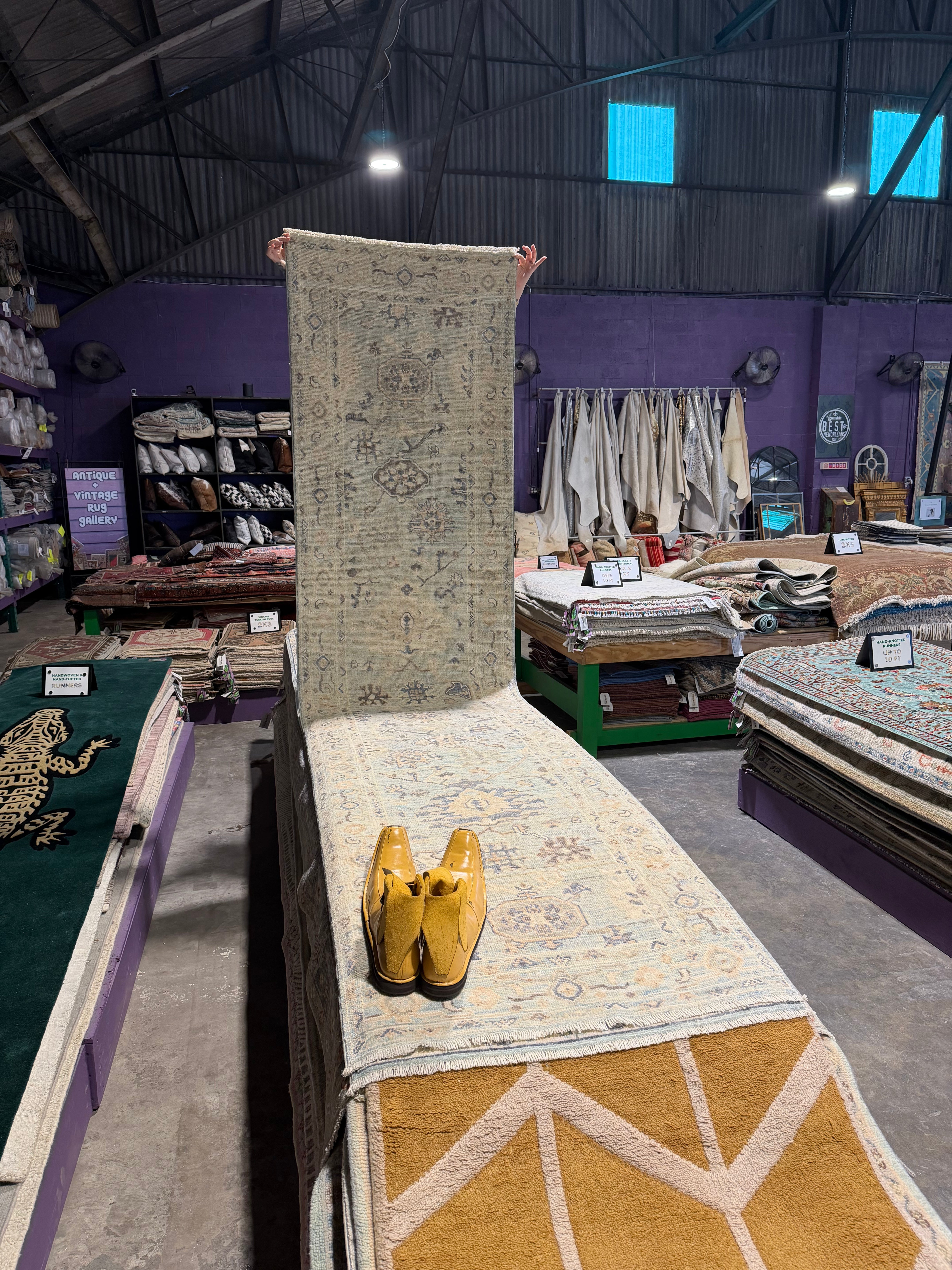 Geneviève 2.10x11.8 Light Blue Afghani Whitewashed Oushak Runner