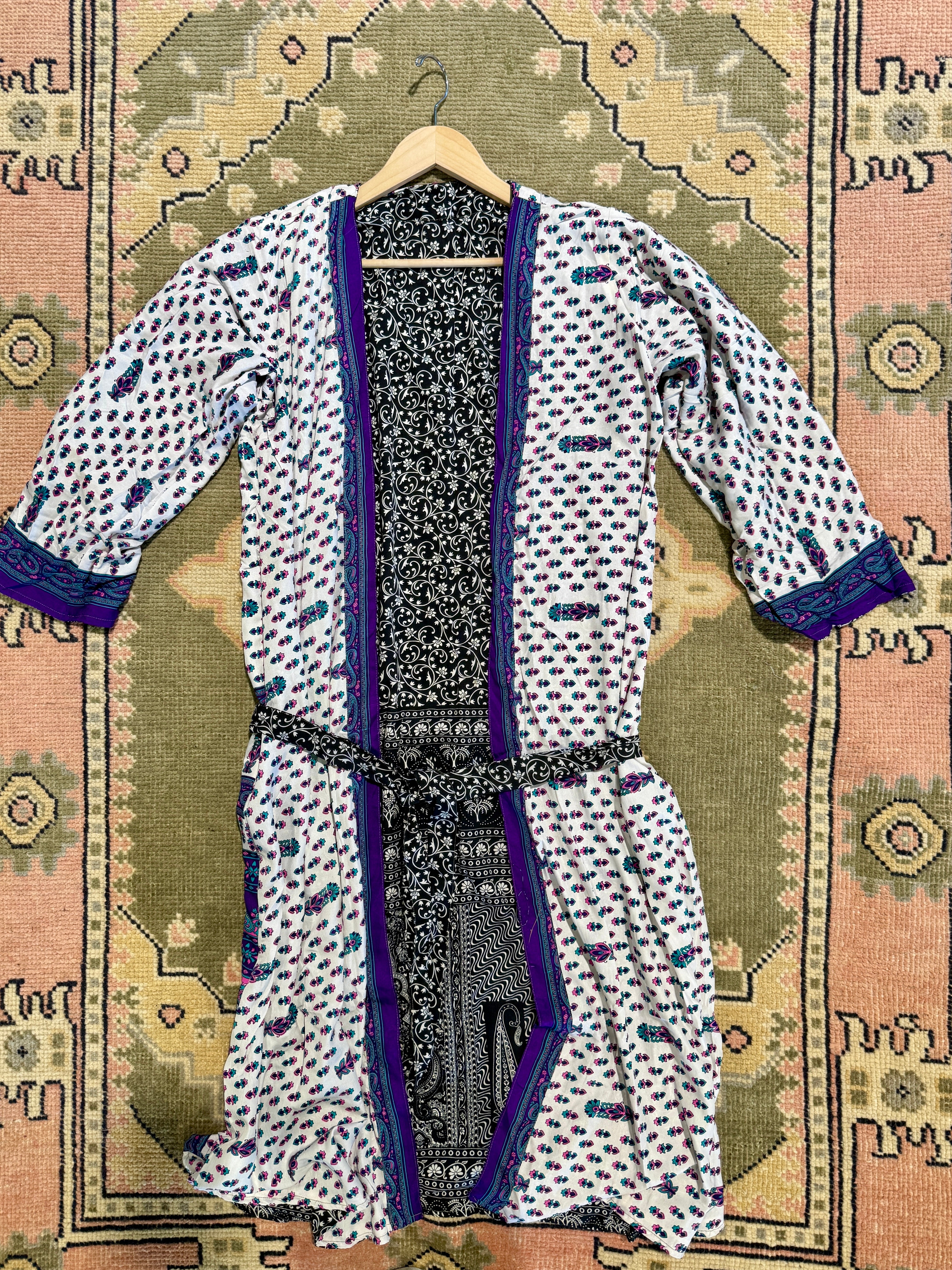 Kee Nang Assorted Long Reversible Recycled Silk Kimonos