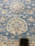Sylvie Grateau 2.10x13.6 Blue Afghani Whitewashed Oushak Runner