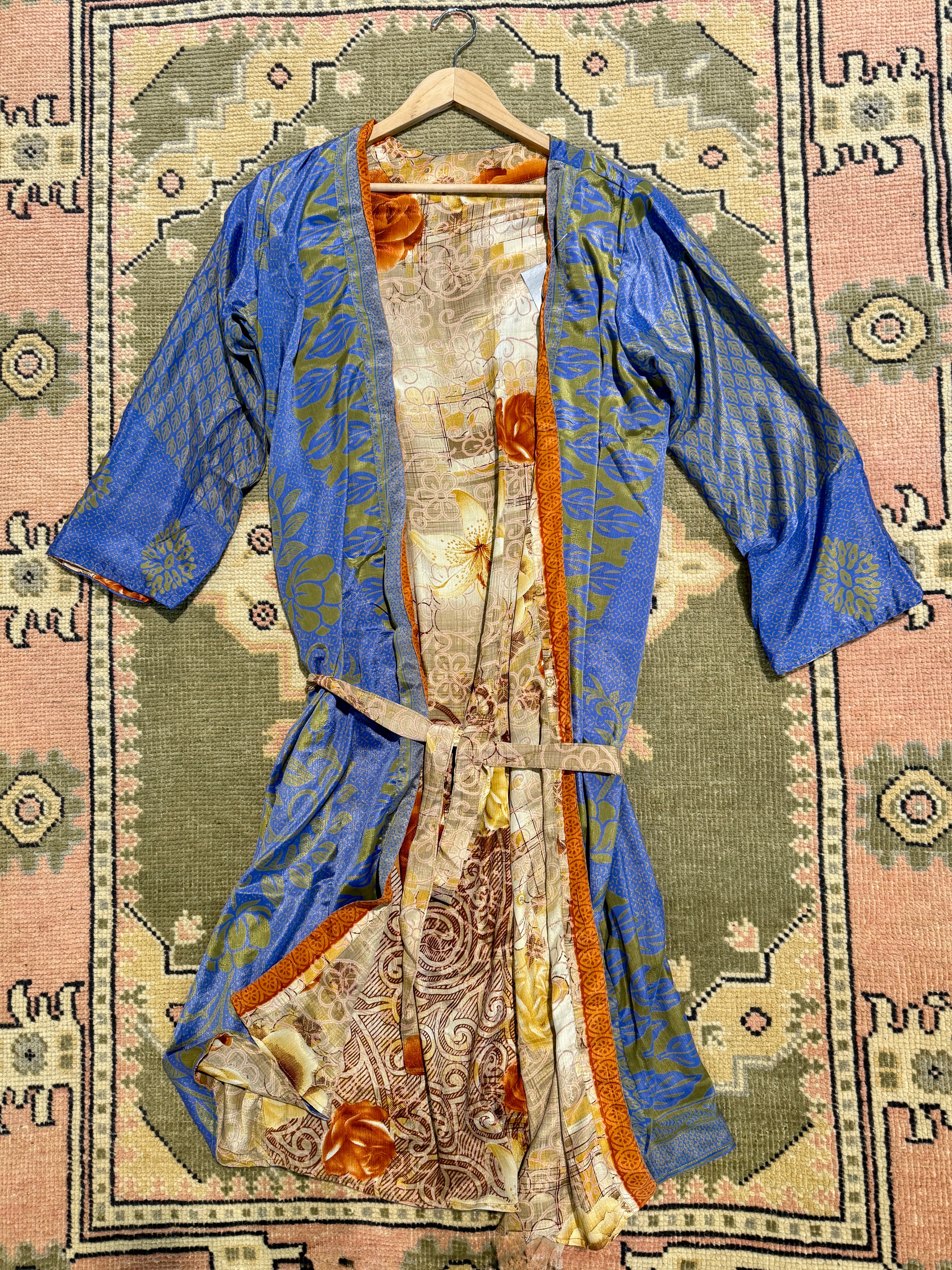 Kee Nang Assorted Long Reversible Recycled Silk Kimonos