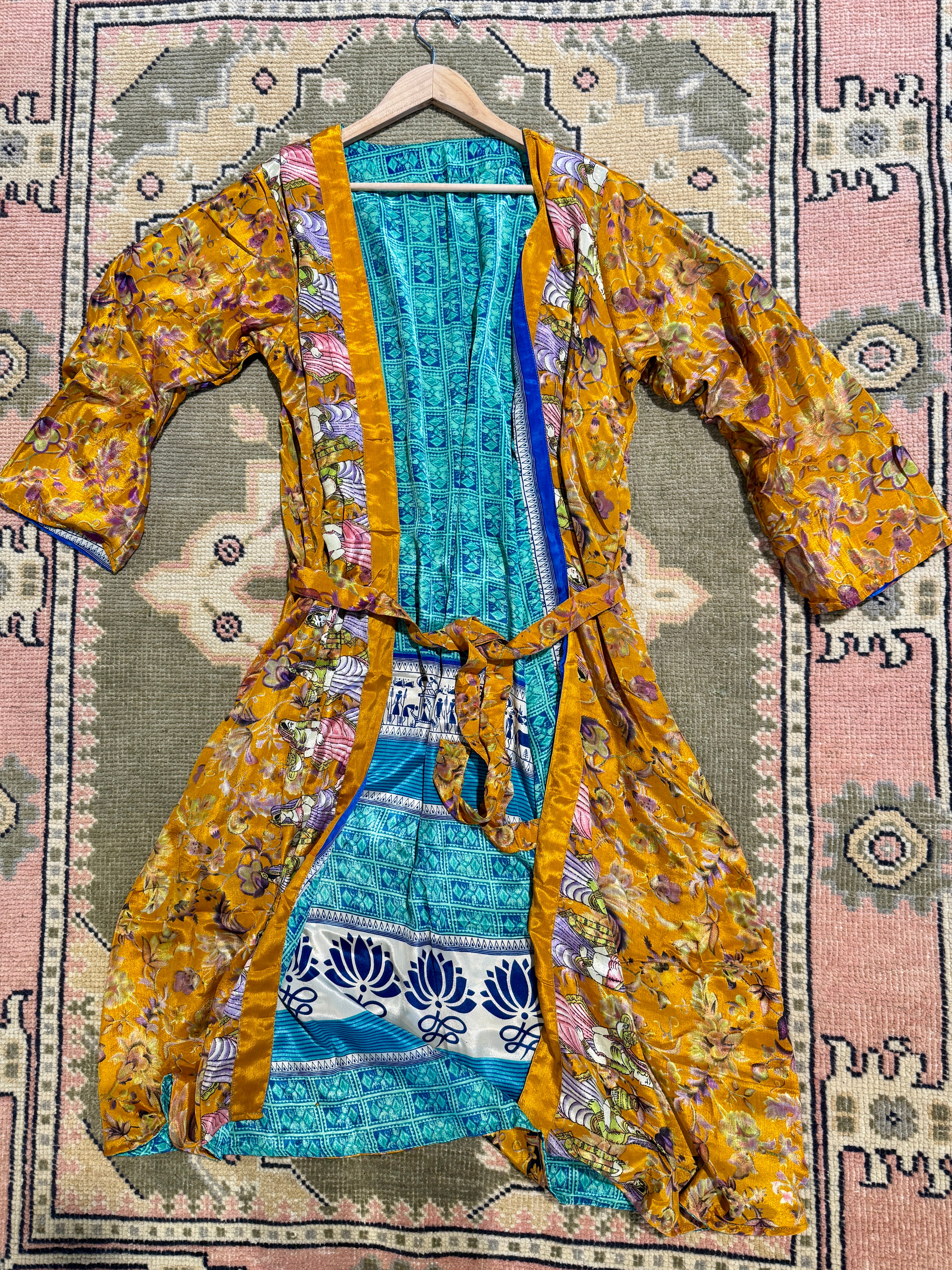 Kee Nang Assorted Long Reversible Recycled Silk Kimonos