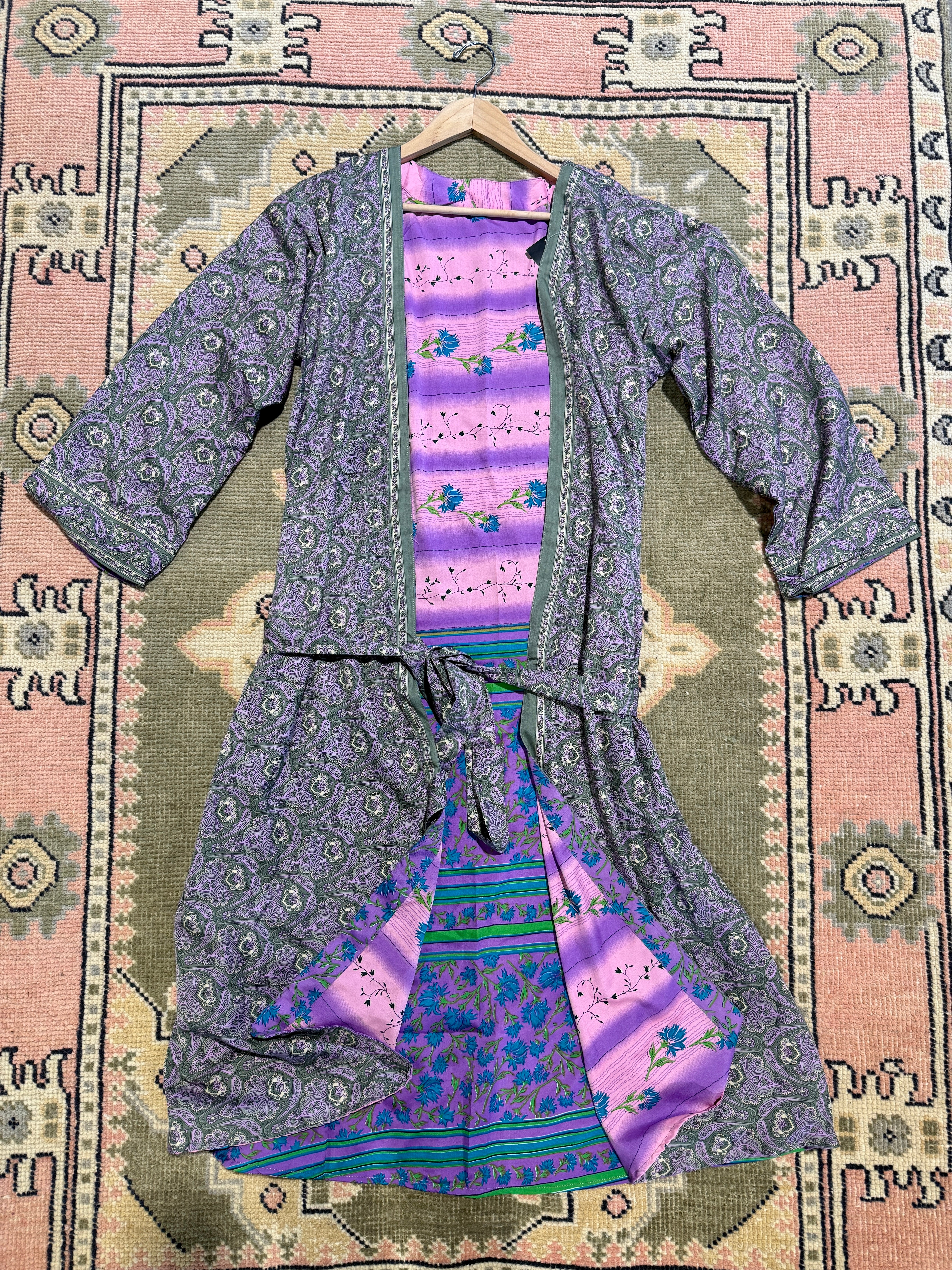 Kee Nang Assorted Long Reversible Recycled Silk Kimonos