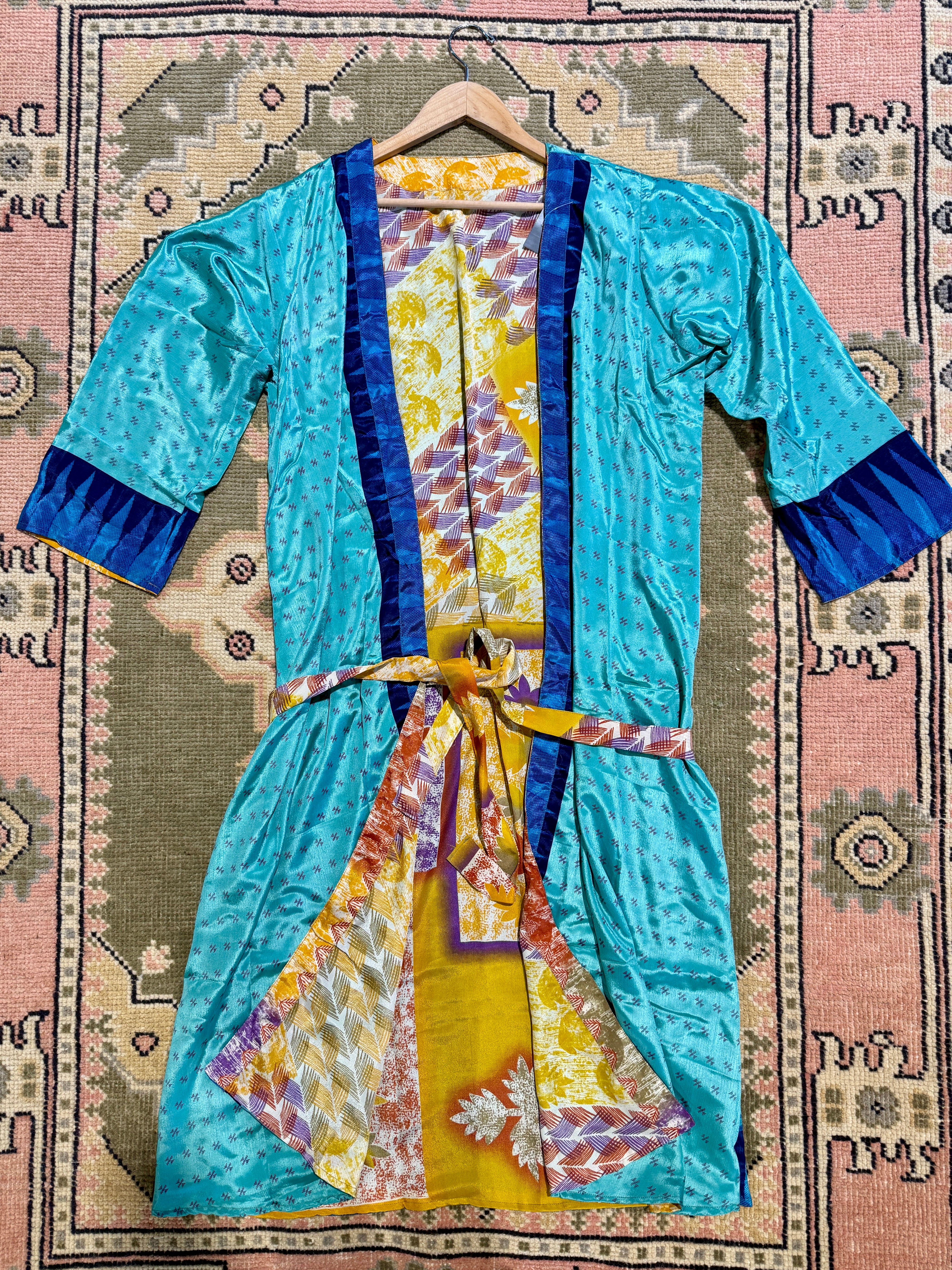 Kee Nang Assorted Long Reversible Recycled Silk Kimonos