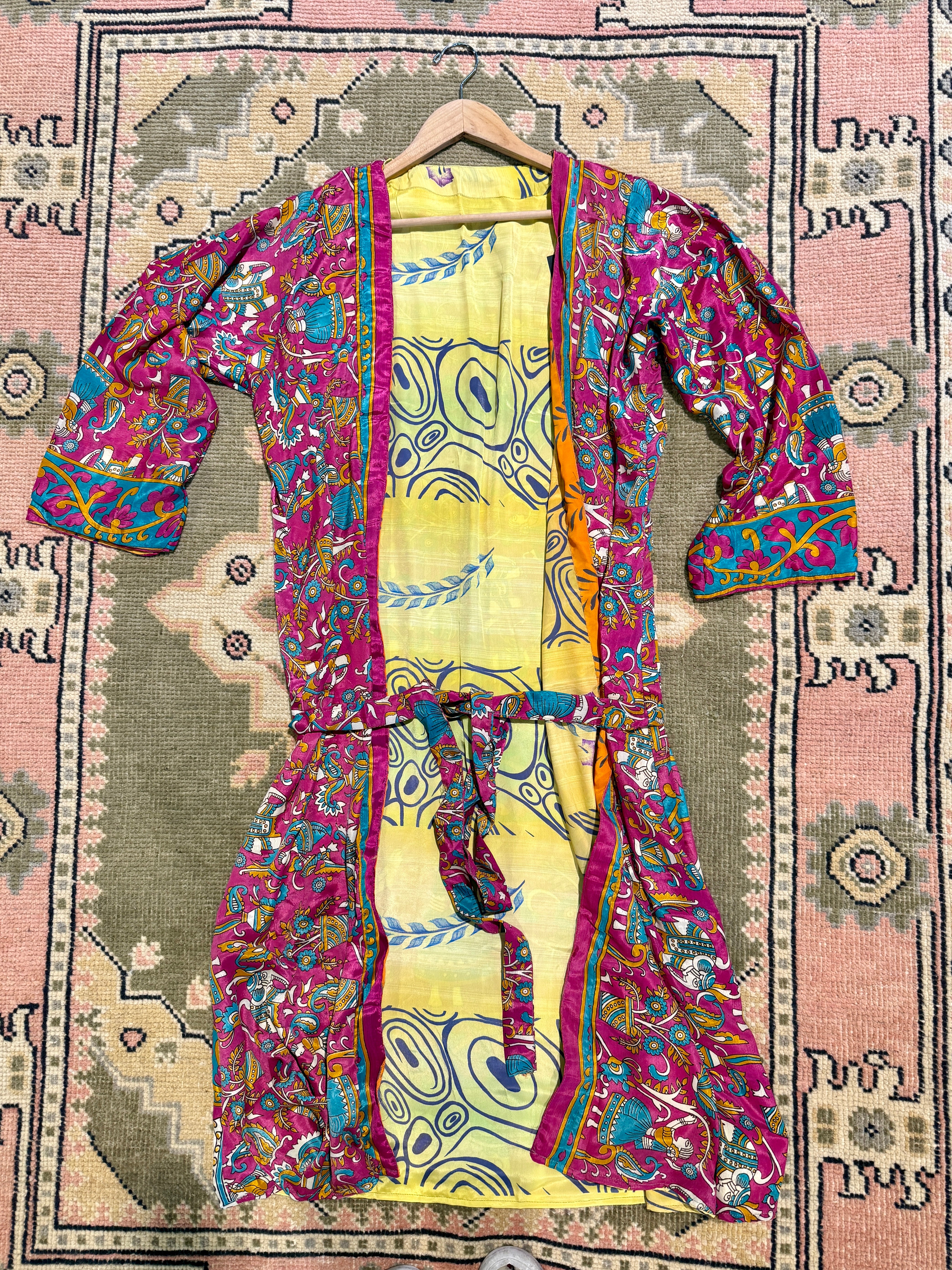 Kee Nang Assorted Long Reversible Recycled Silk Kimonos