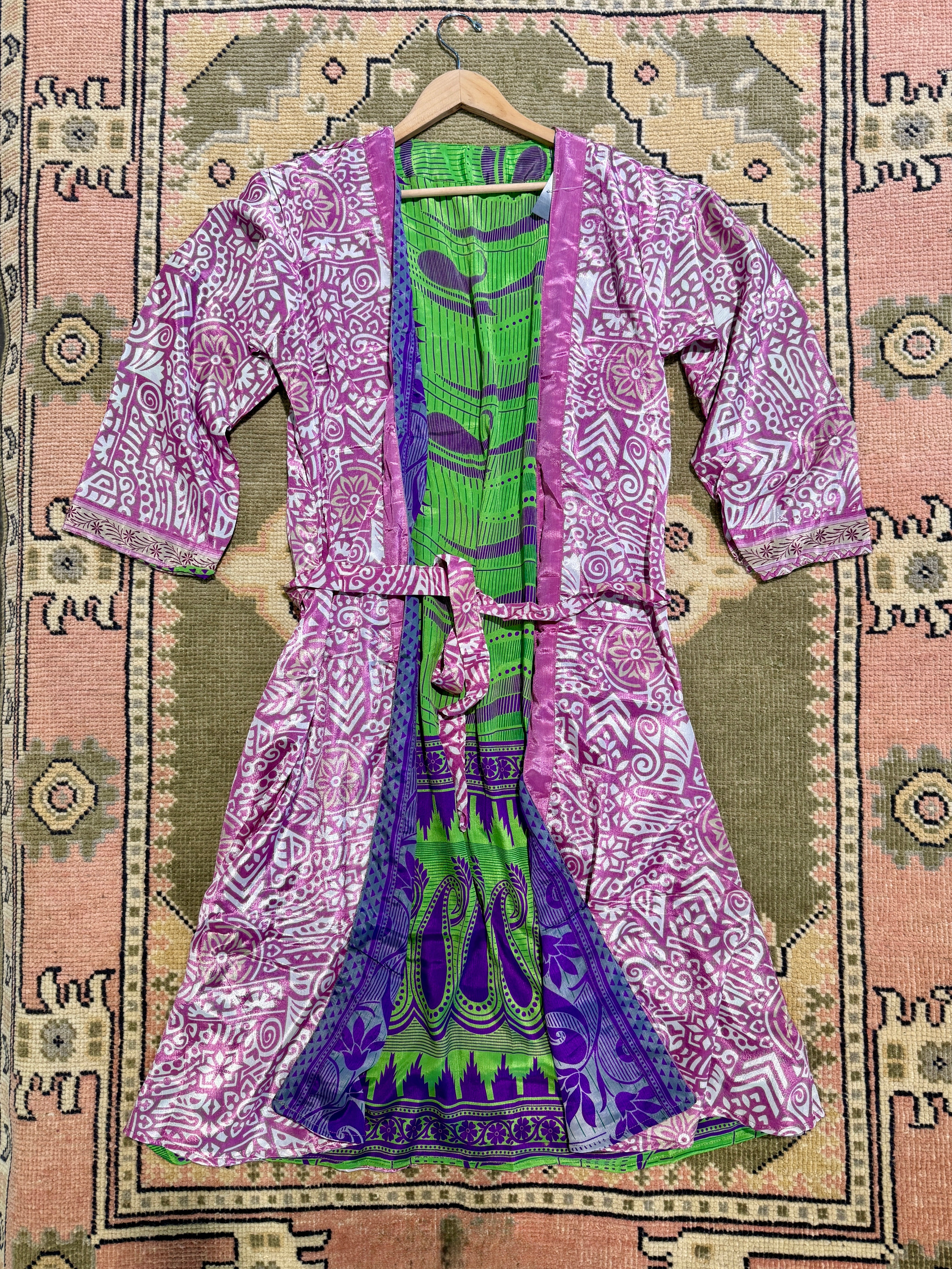 Kee Nang Assorted Long Reversible Recycled Silk Kimonos