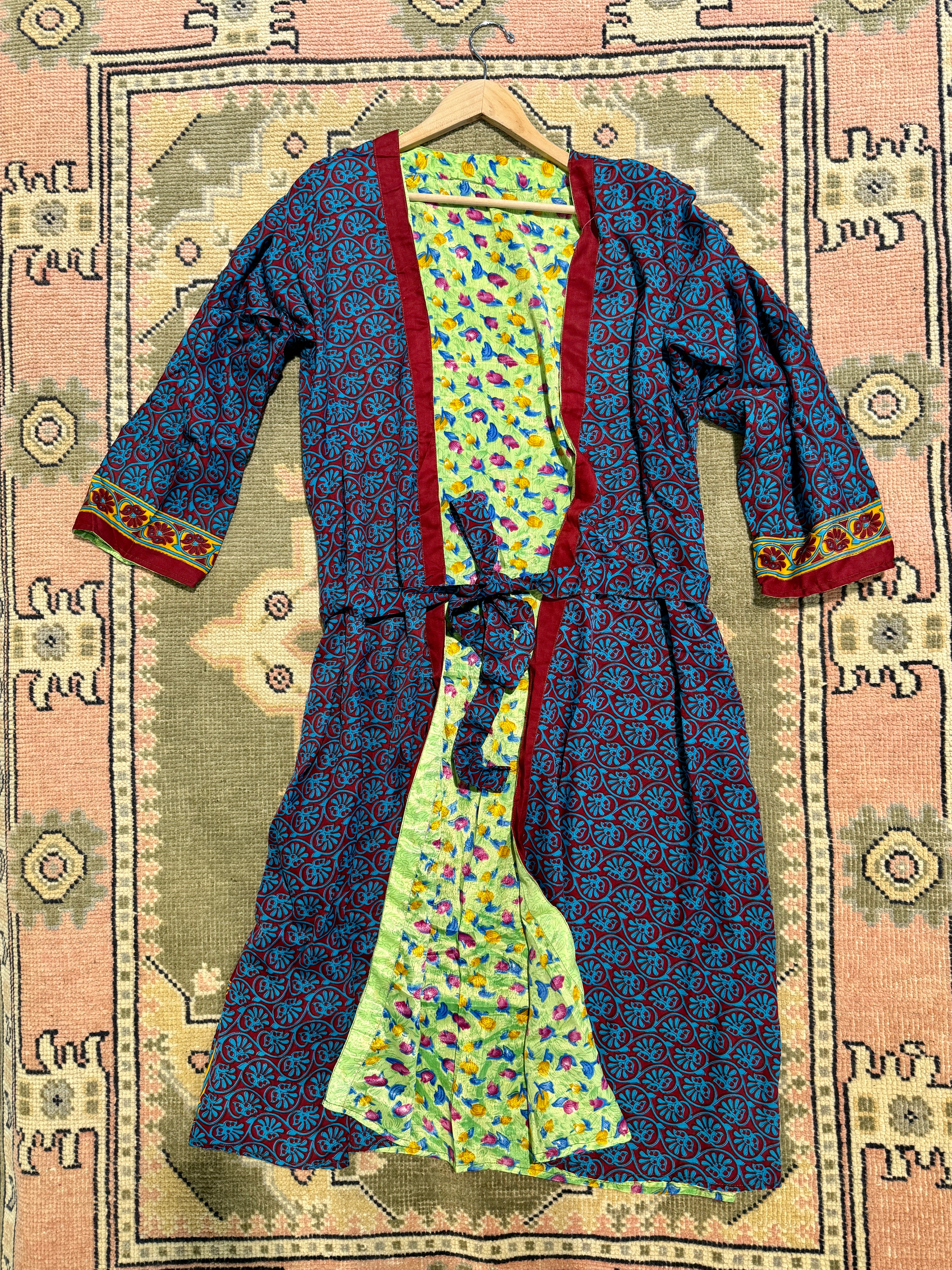 Kee Nang Assorted Long Reversible Recycled Silk Kimonos