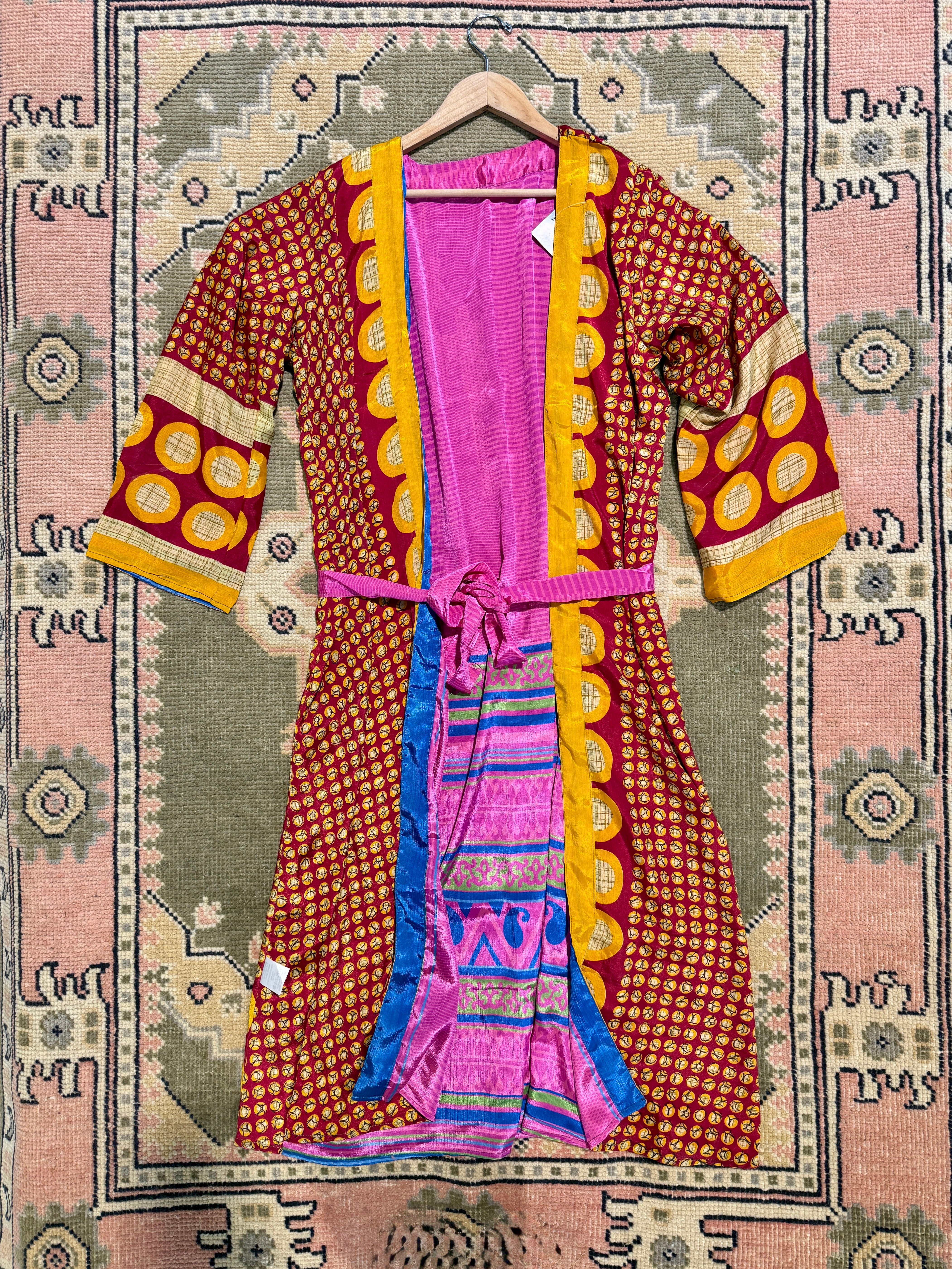 Kee Nang Assorted Long Reversible Recycled Silk Kimonos