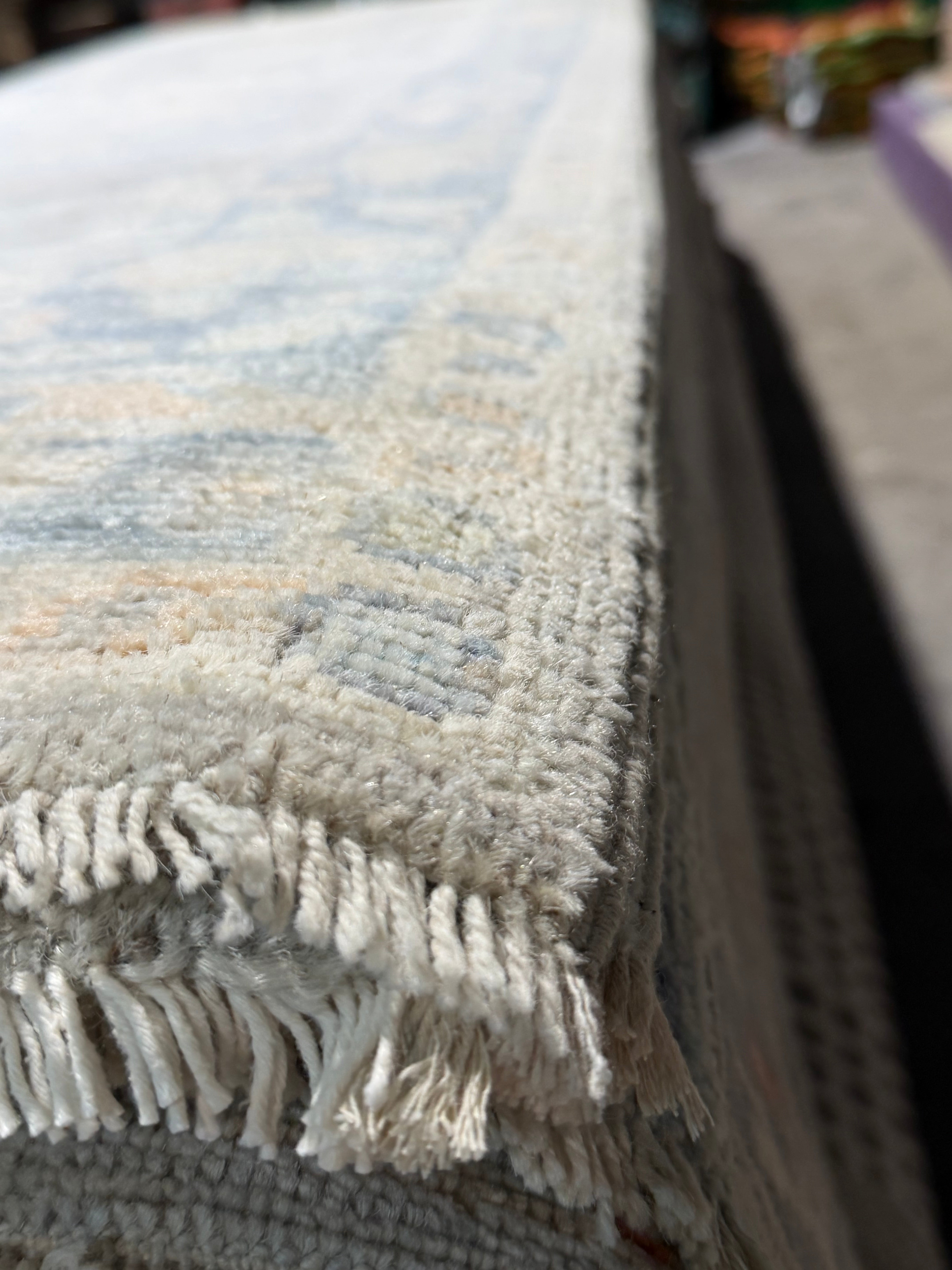 Thalia Besson 2.11x18.2 Grey  and Blue Afghani Whitewashed Oushak Runner