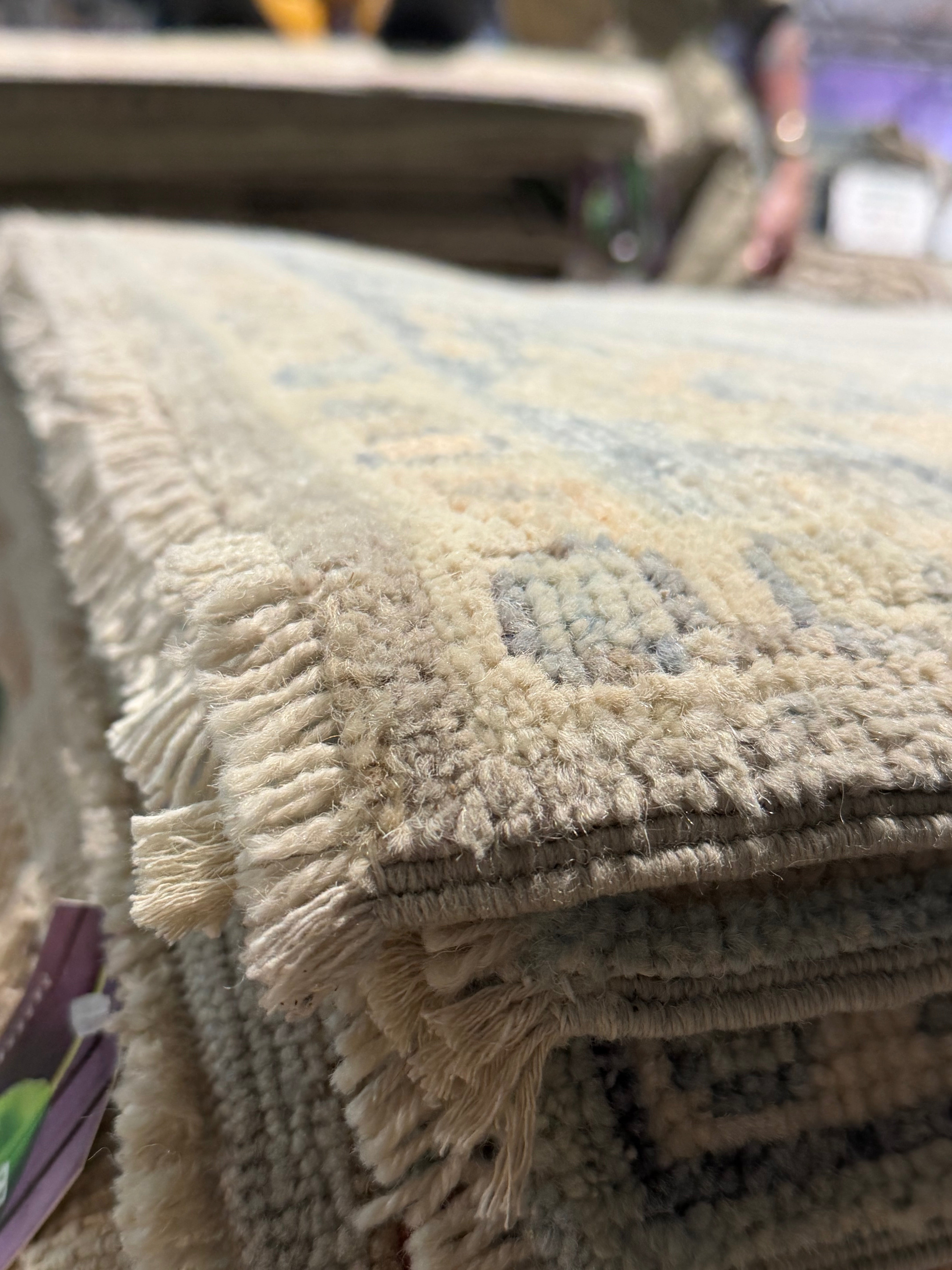 Thalia Besson 2.11x18.2 Grey  and Blue Afghani Whitewashed Oushak Runner